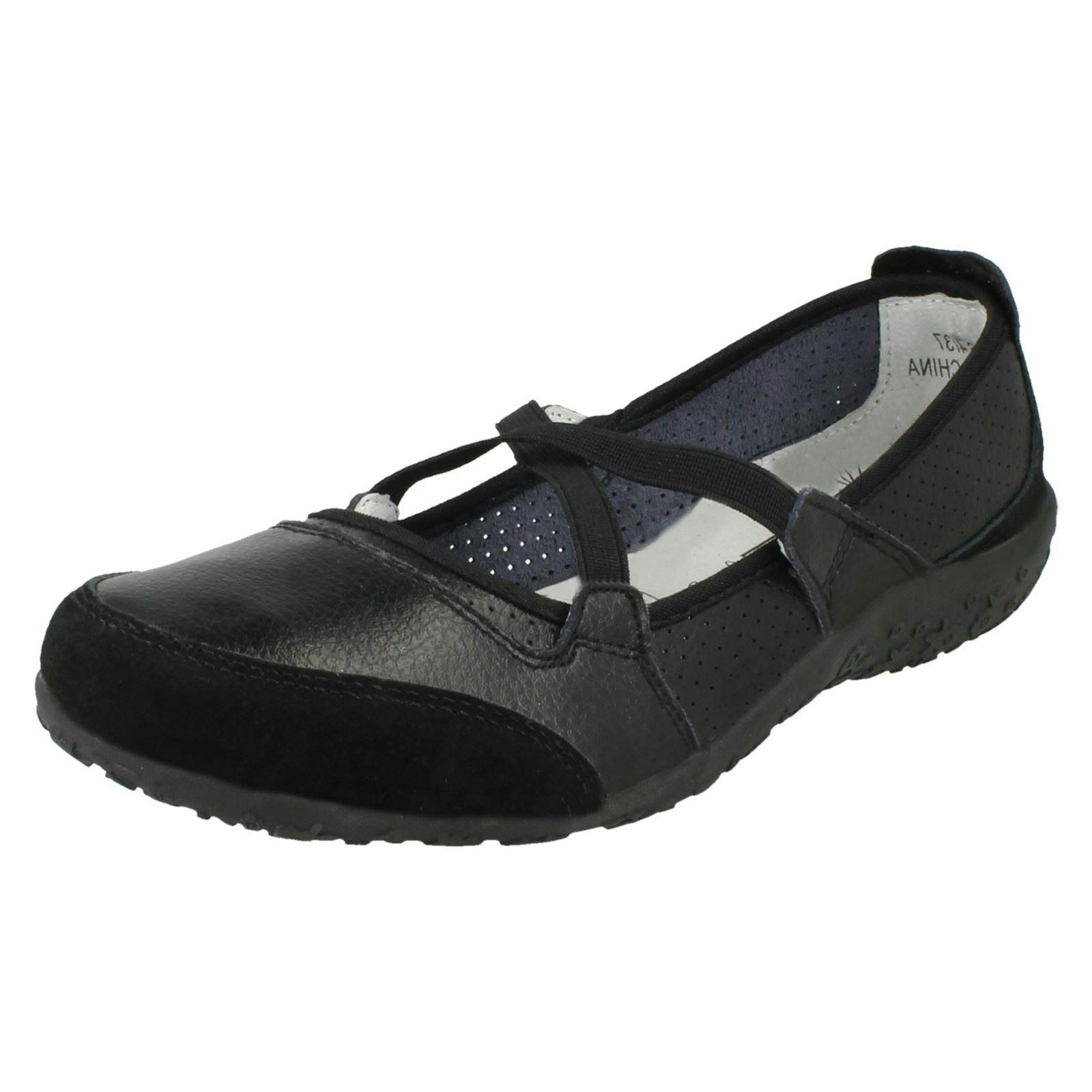 Down To Earth Women's Black Elastic Cross Strap Pumps - Uk 5