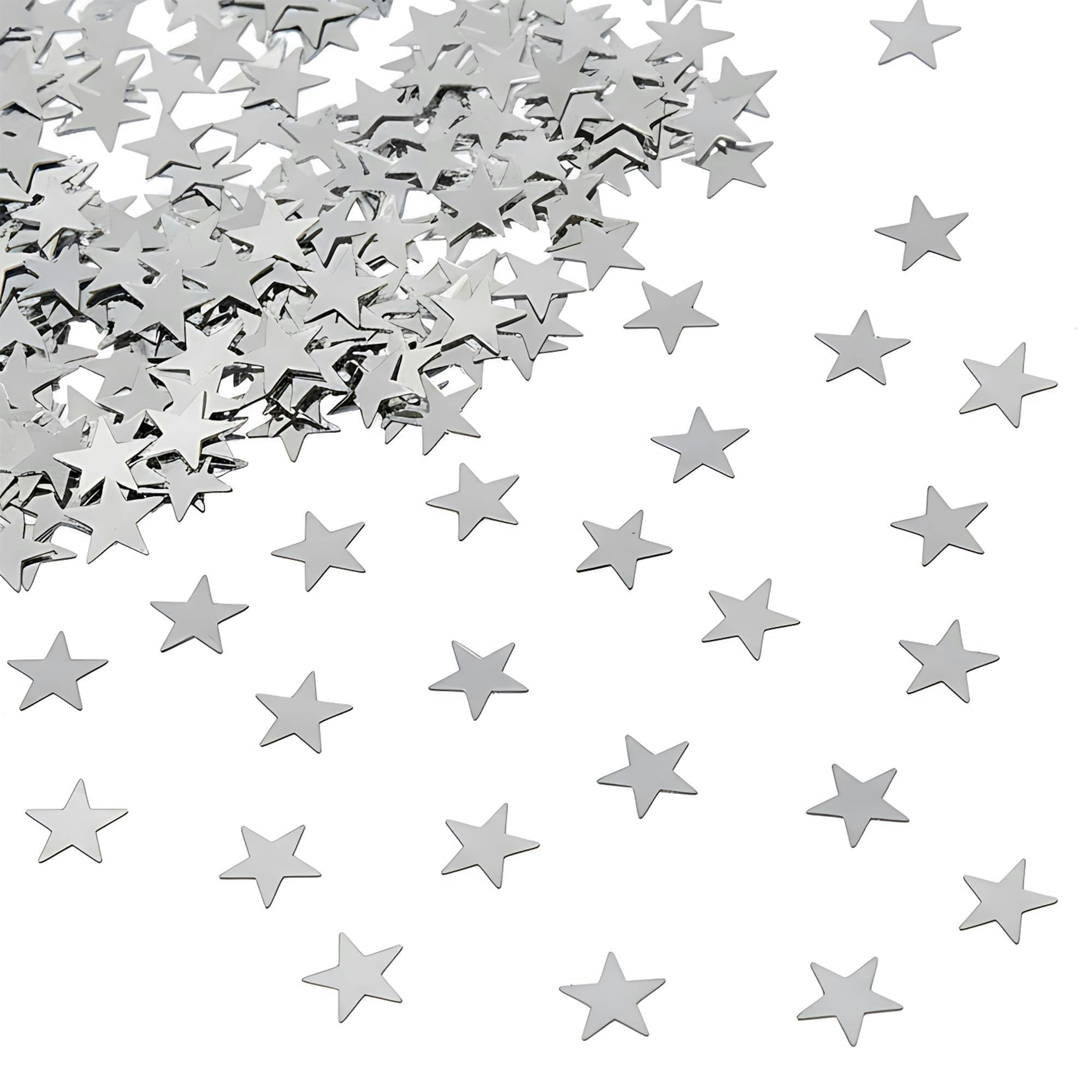 Shatchi Silver 14G Star Confetti Table Scatter For Birthday Parties, Weddings And Festive Displays - 3 Pack