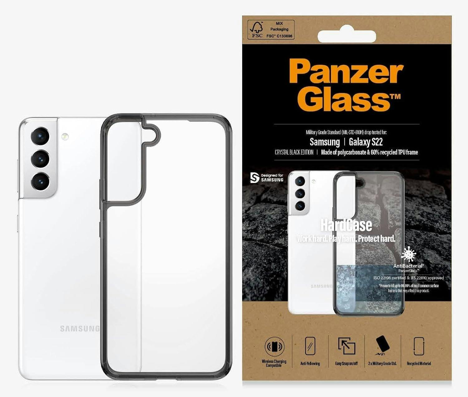 Panzerglass Black Panzer Glass Military Grade Standard Hard Case For Samsung Galaxy S22 Smokey - 0371