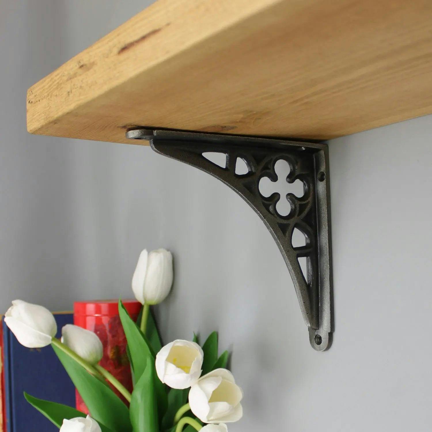 Rackhams - Victorian Gothic Shelf Brackets - Pair Of Brackets 155Mm X 155Mm - Pewter