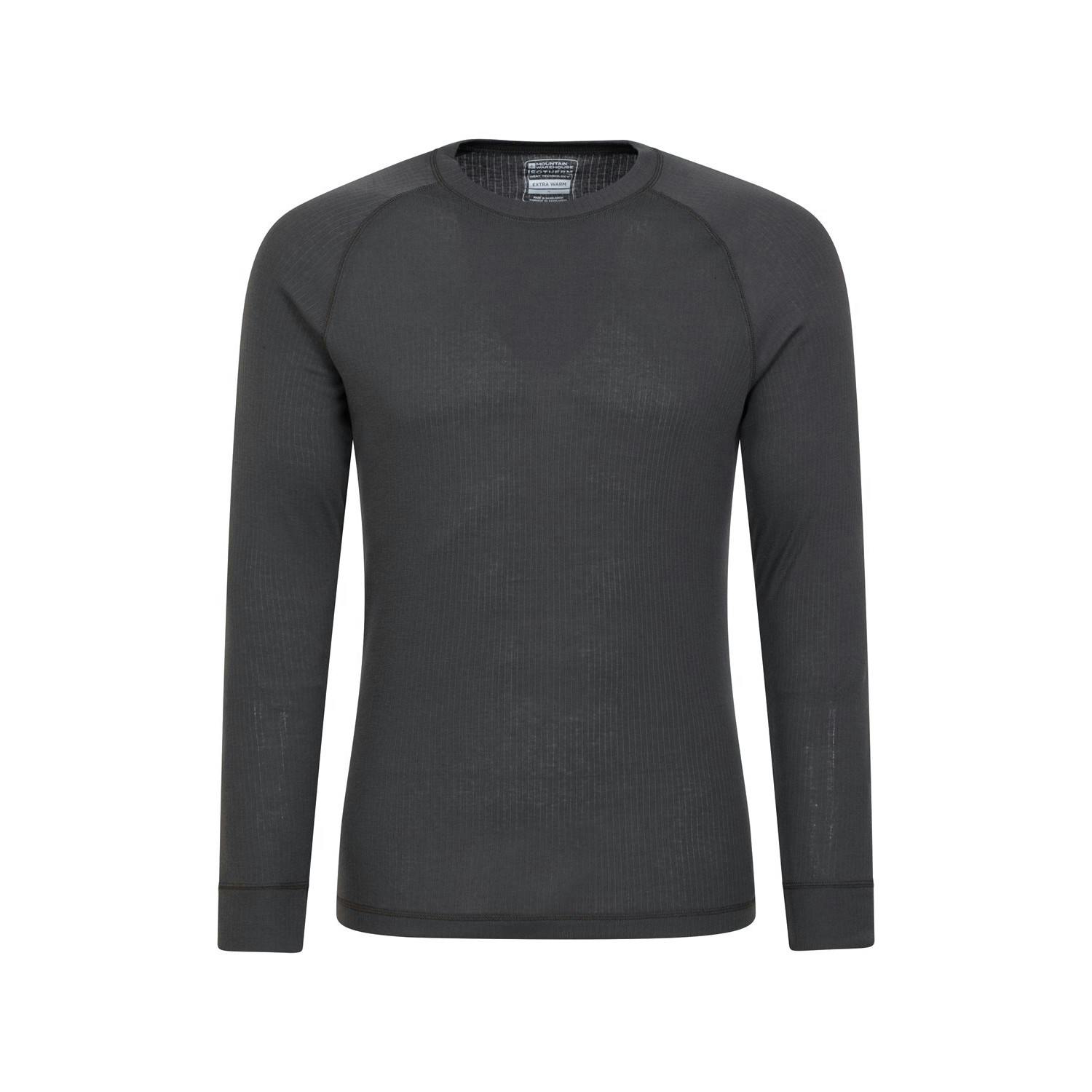 Mountain Warehouse Men's Talus Round Neck Long-Sleeved Thermal Top - Charcoal - 4XL - Charcoal - 100% Polyester