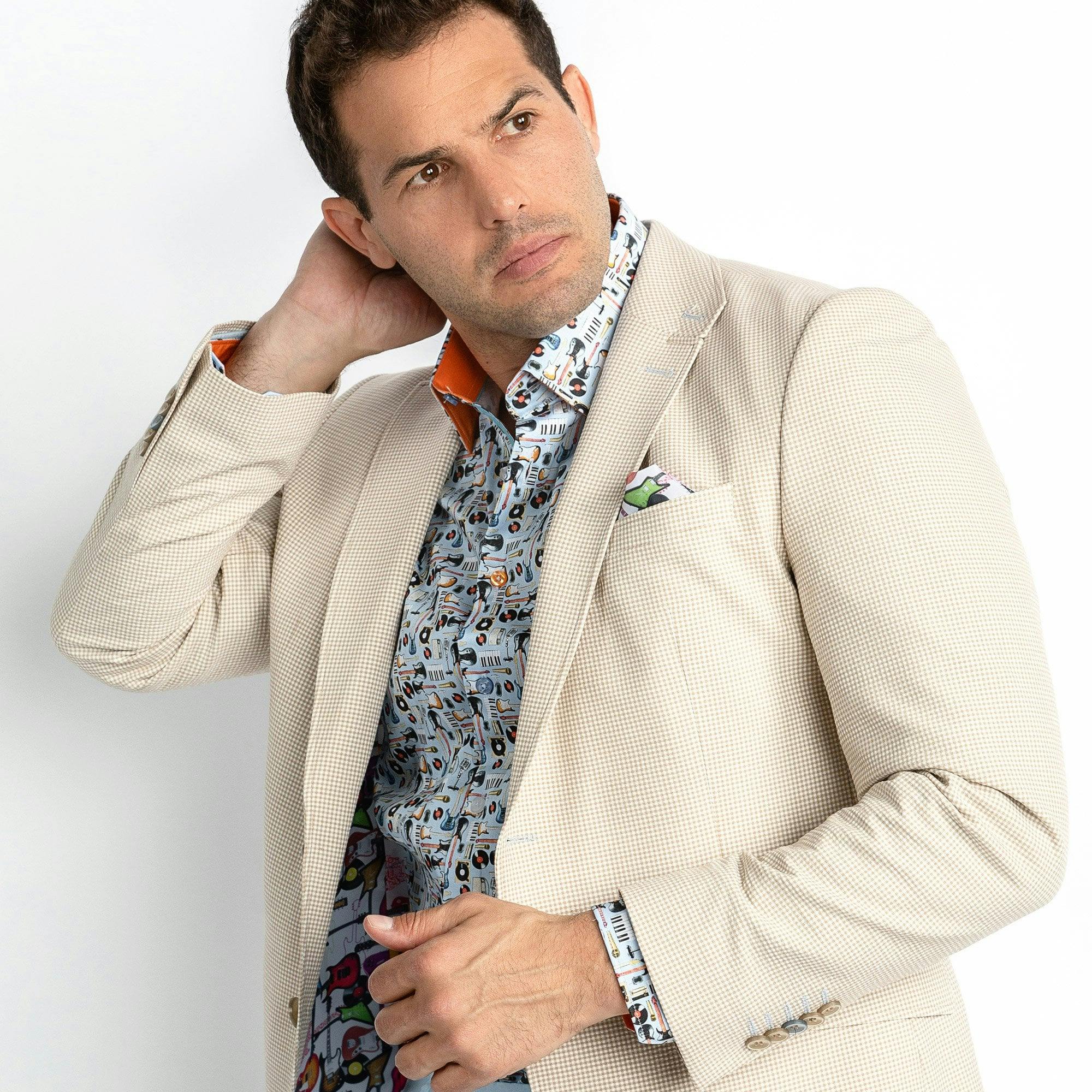 Claudio Lugli Beige Super Lightweight Seersucker Blazer - 48 Uk/ 58 Eu