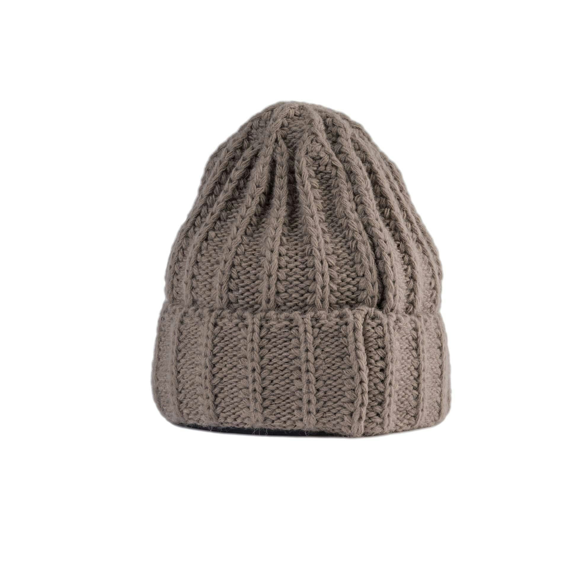 Aran Traditions Fisherman Stitch Lined Beanie Hat - Mushroom