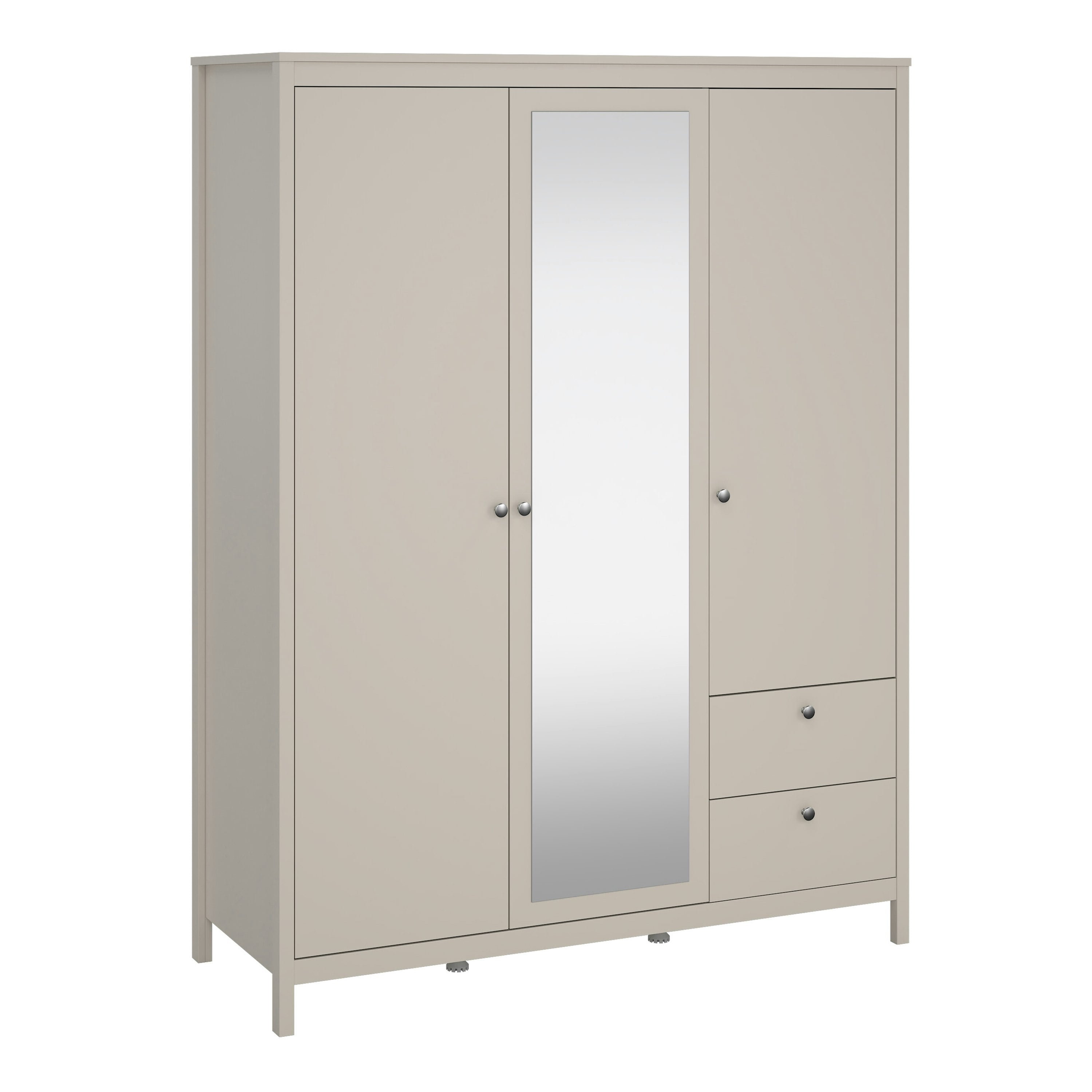 Rackhams Silver Madrid Wardrobe With 2 Doors + 1 Mirror Door + 2 Drawers In Cashmere - Cashmere - Malemine - 1