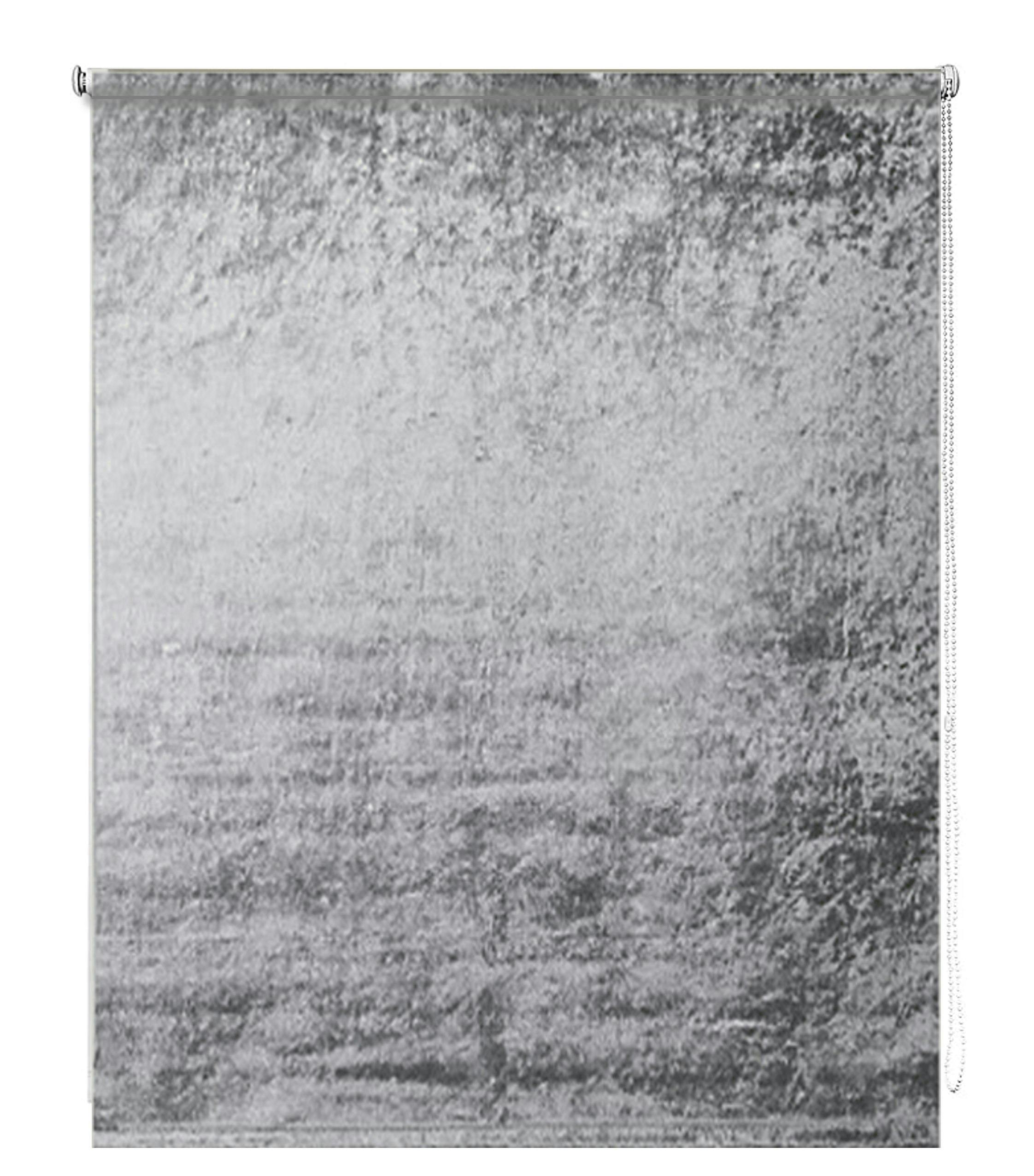 Newedgeblinds Grey Crushed Velvet Roller Blinds - 120Cm