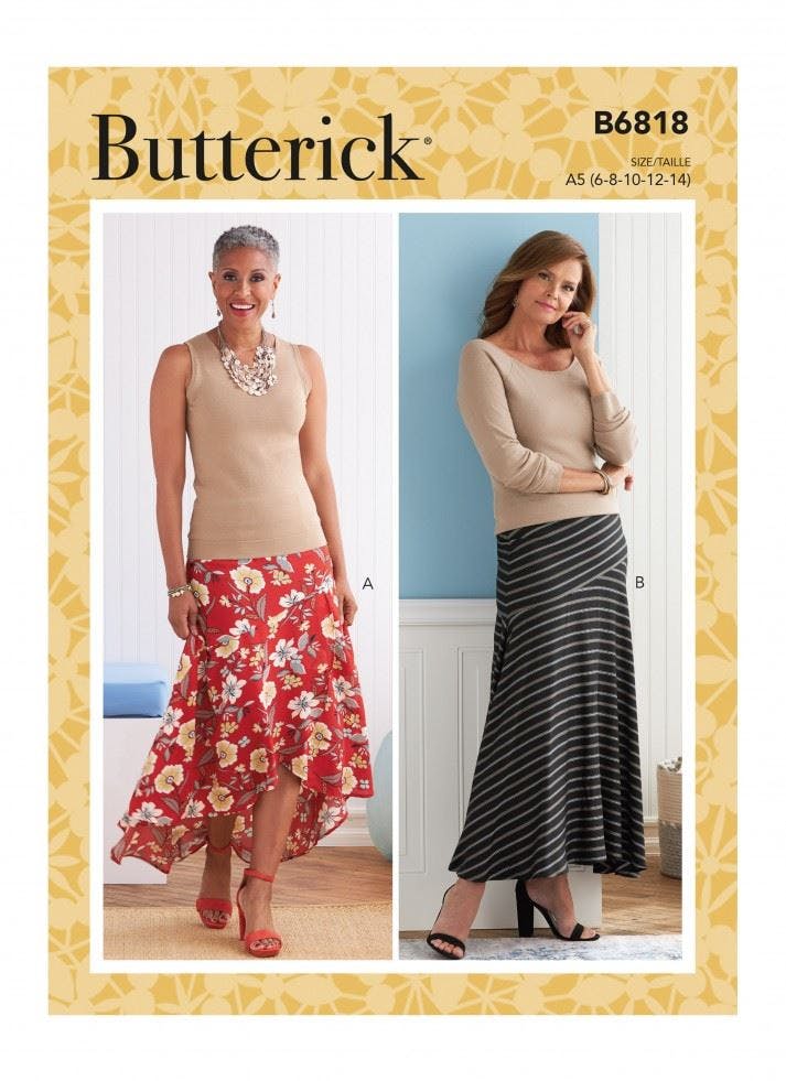 Butterick Women's Sewing Pattern 6818, Skirts For F5 (16-18-20-22-24) - Intermediate - F5 (16-18-20-22-24)