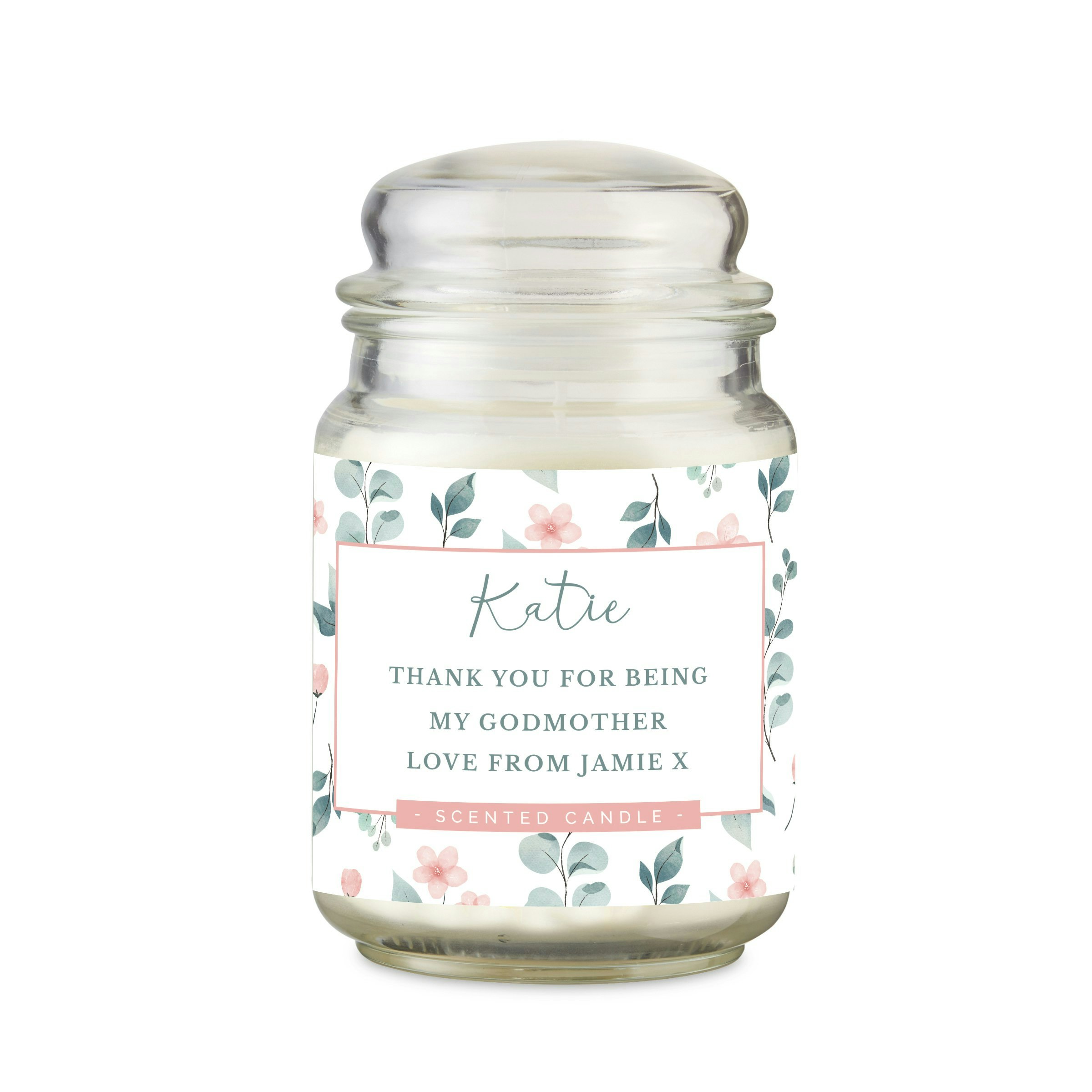 Personalised Memento Company Personalised Floral Large Scented Jar Candle