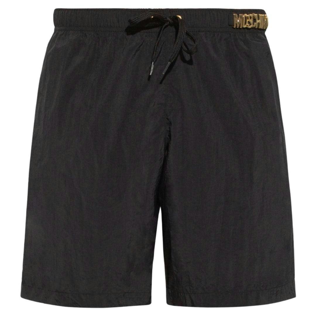 Moschino Men's Black Metal Logo Swim Shorts - Xs - 100% Polyester