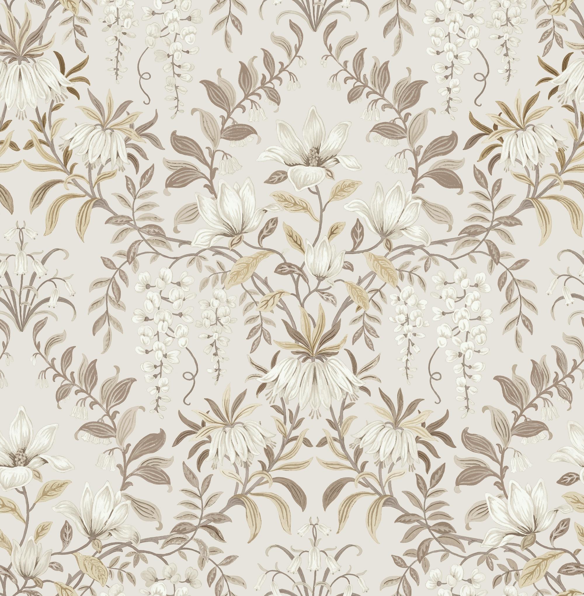Laura Ashley White Parterre Wallpaper - Soft Natural - 10M