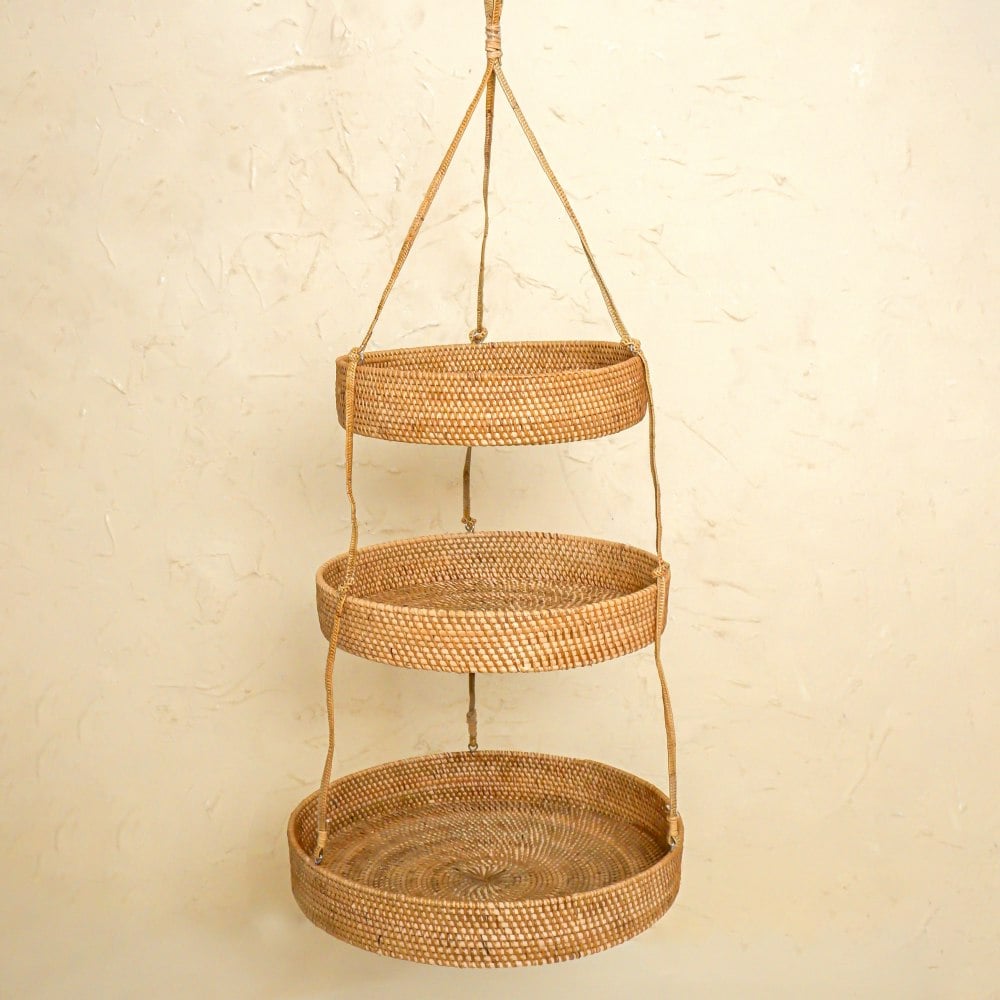 Rackhams Hanging Basket Rattan - Kitchen Counter Organisation - Natural