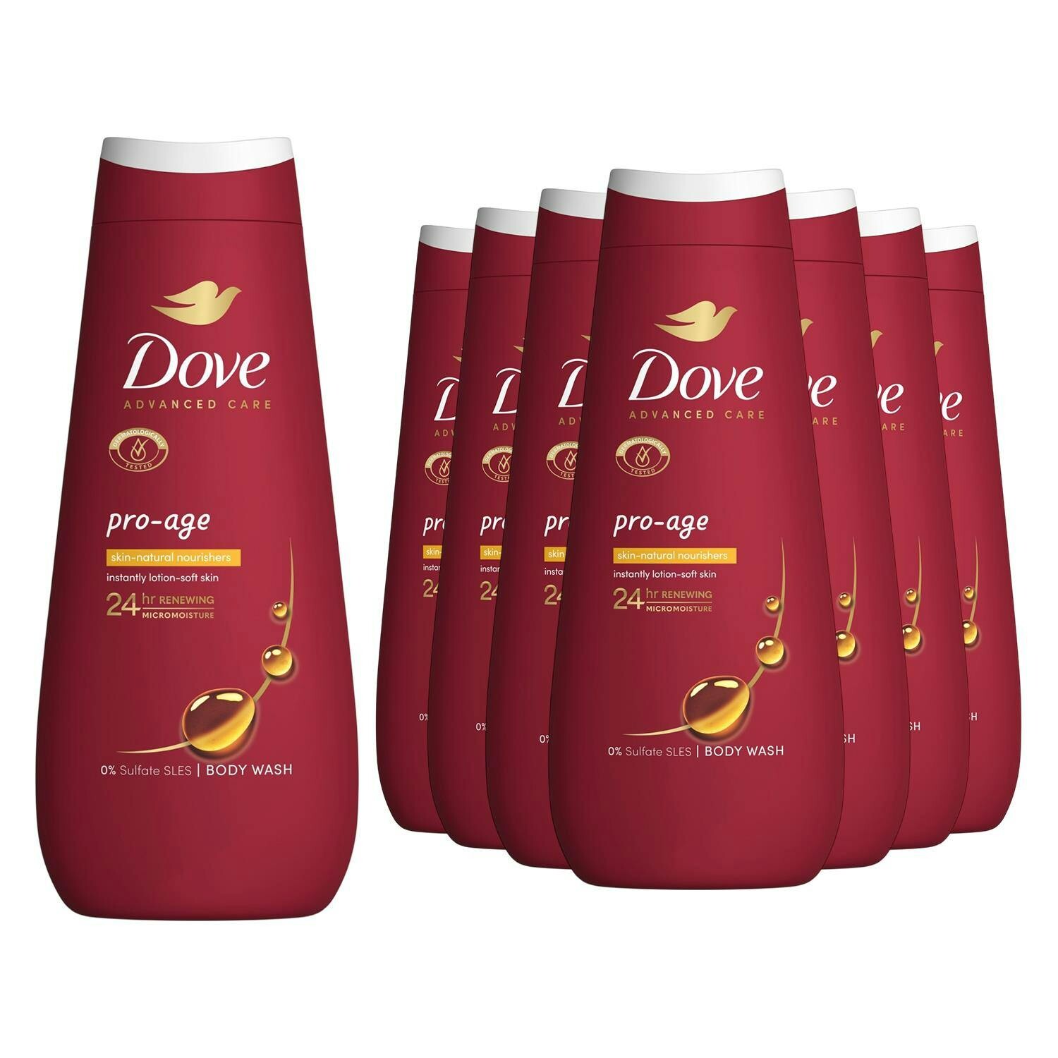 Dove Advanced Care Pro Age Body Wash 24H Renewing Micromoisture, 8X400ml