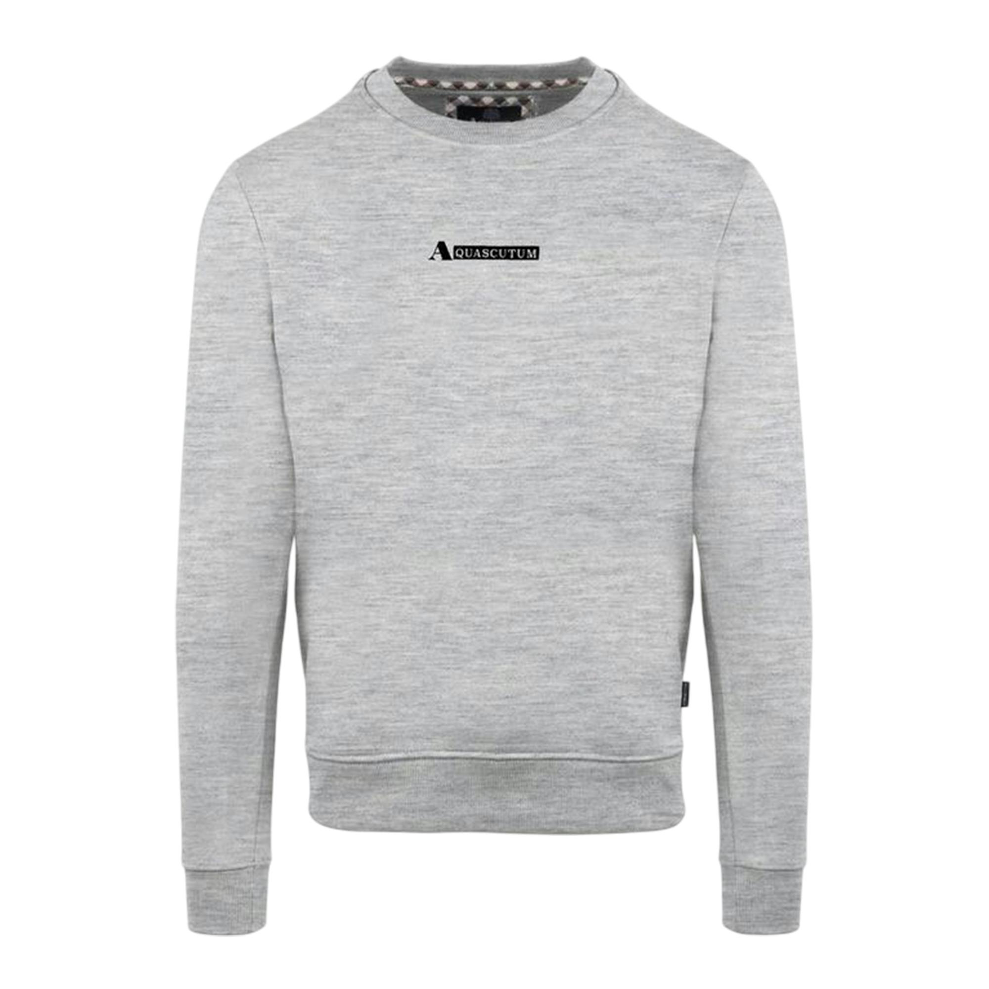 Aquascutum Men's Grey Cotton Blend Ribbed Collar Regular Sweatshirt - S - 100% Mixed