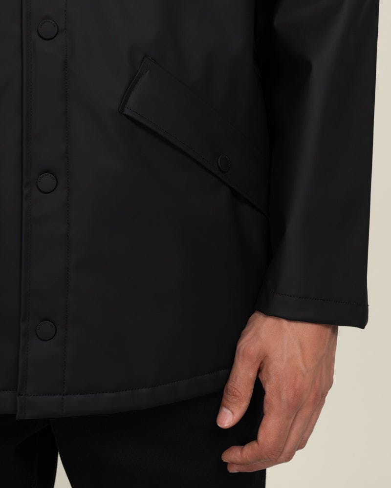 Larsson & Co Black Jokum - Showerproof Hooded Rain Mac - M