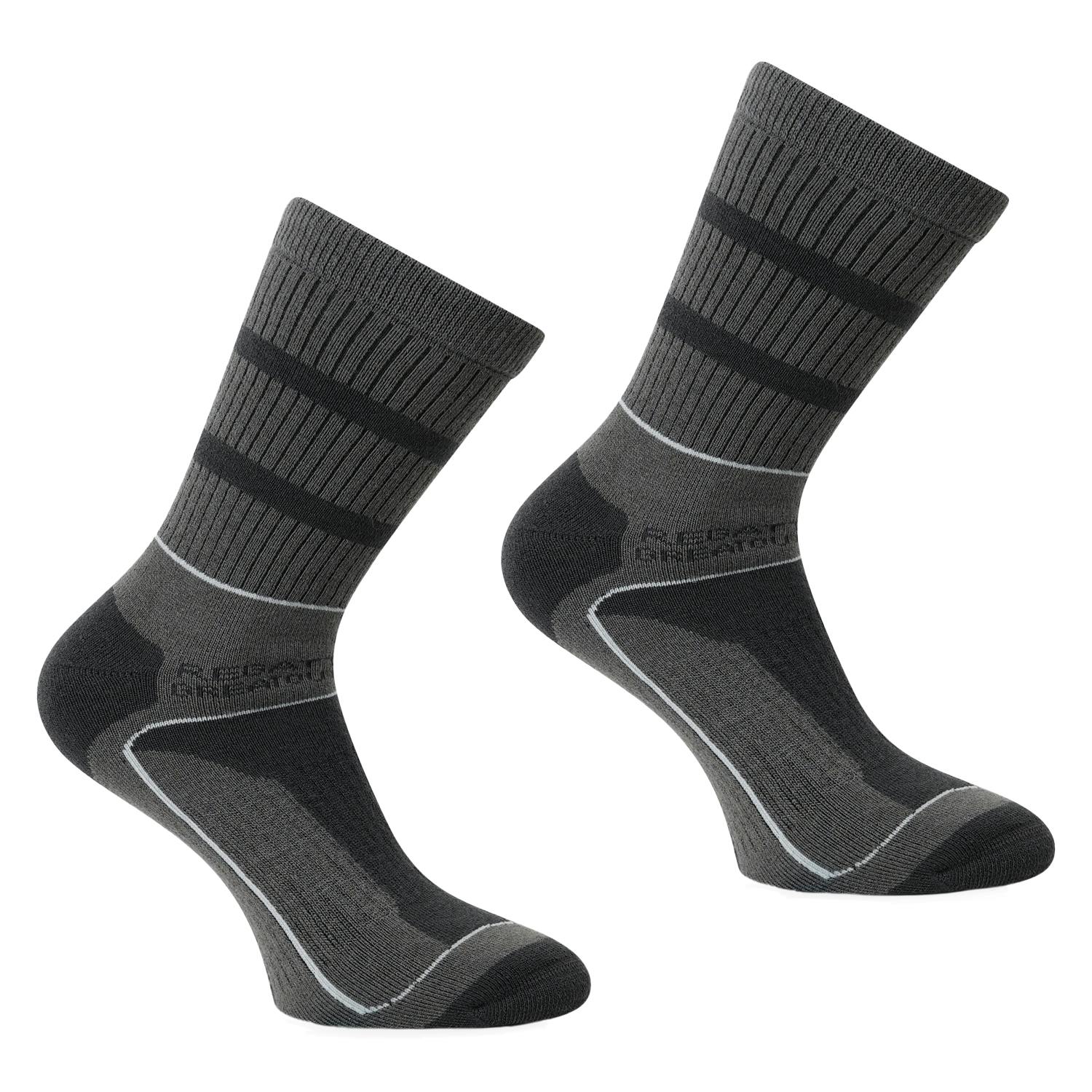 Regatta Men's Light Samaris 3 Season Socks (Pack Of 2) - Granite/ Steel - 9 Uk-12 Uk - Granite/ Steel - 35% Acrylic/30% Polyester/20% Wool/13% Polyamide/2% Elastane