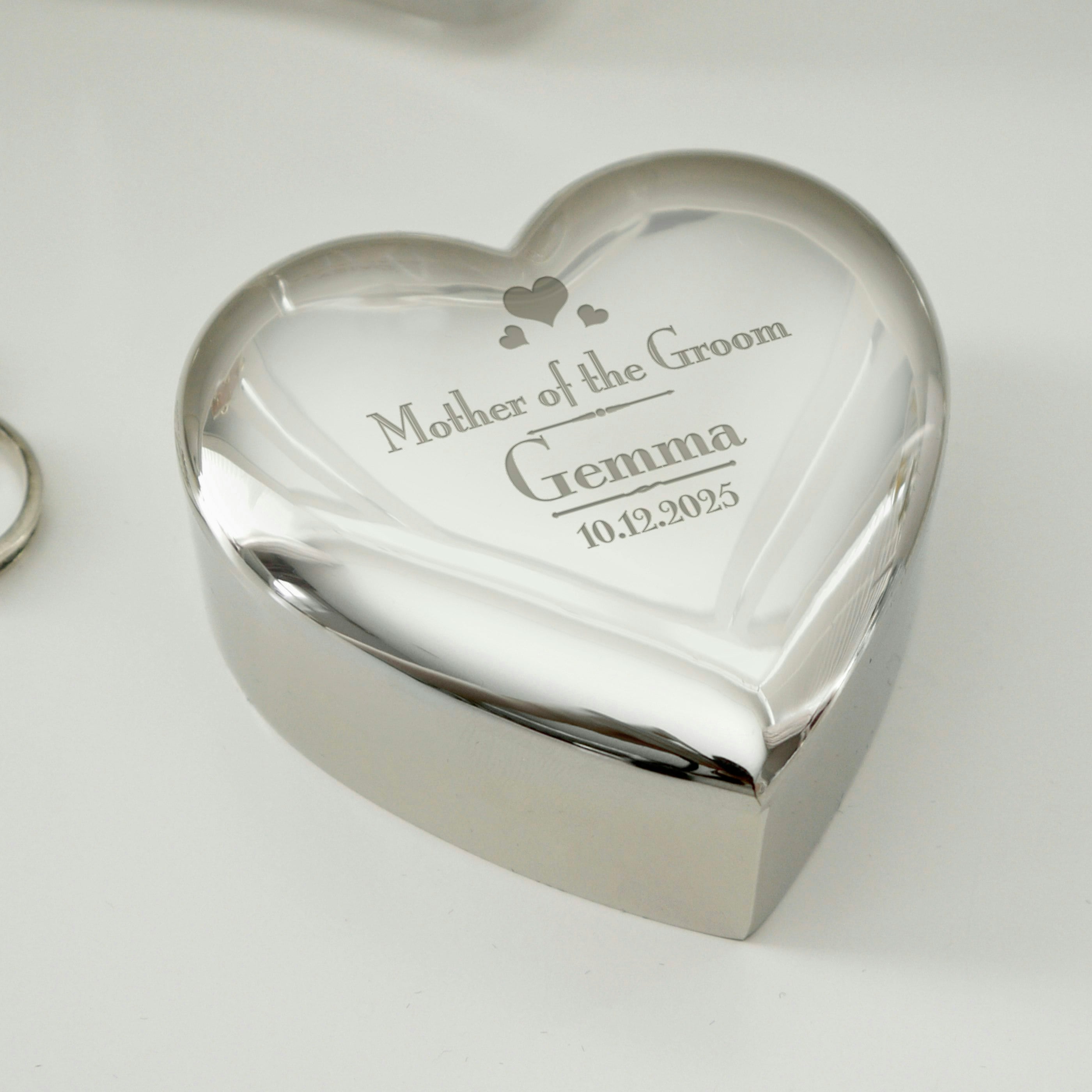 Personalised Memento Company Personalised Decorative Wedding Mother Of The Groom Heart Trinket Box