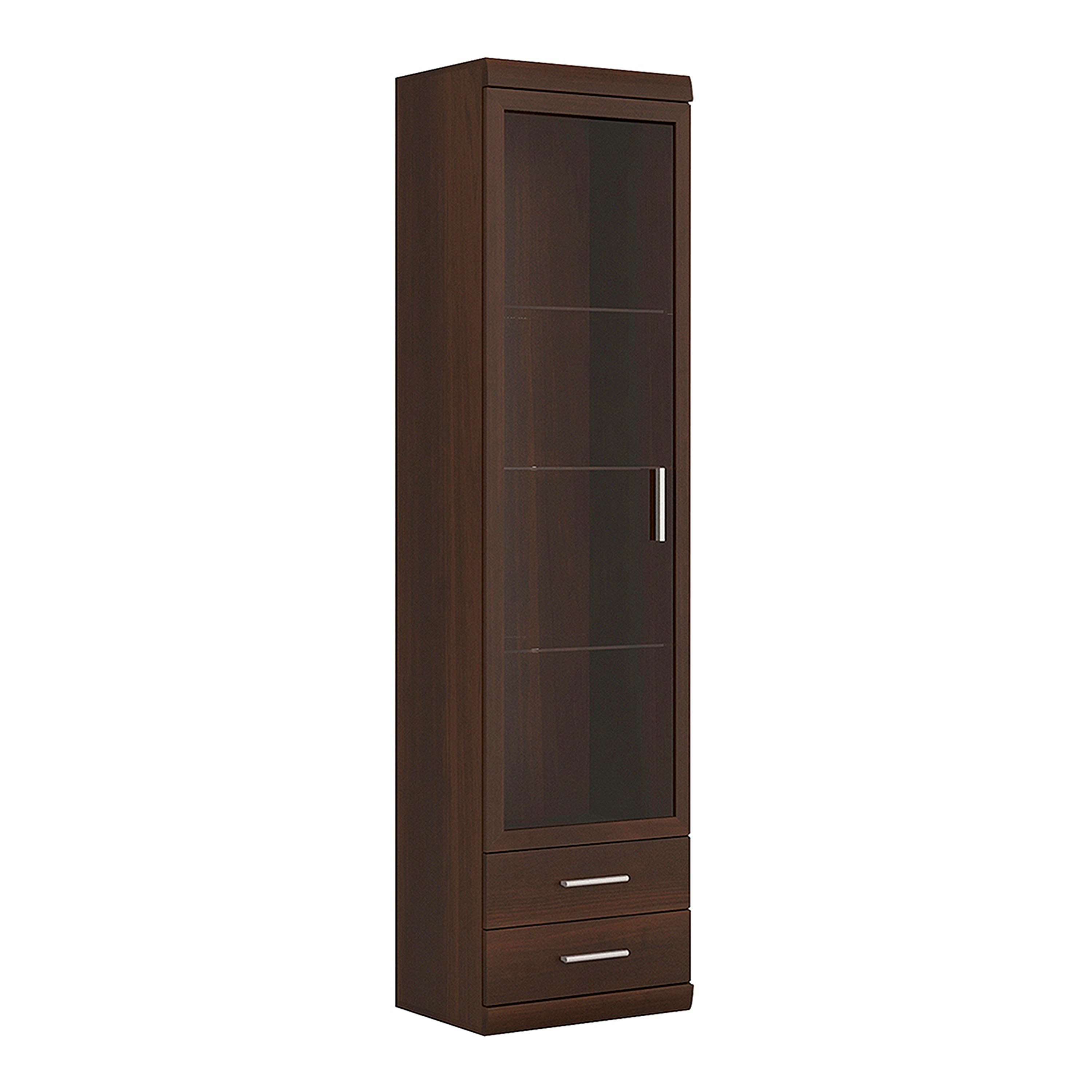 Furniture To Go Dark/Brown Imperial Tall Glazed Door 2 Drawer Narrow Cabinet In Mahogany Melamine Size 1
