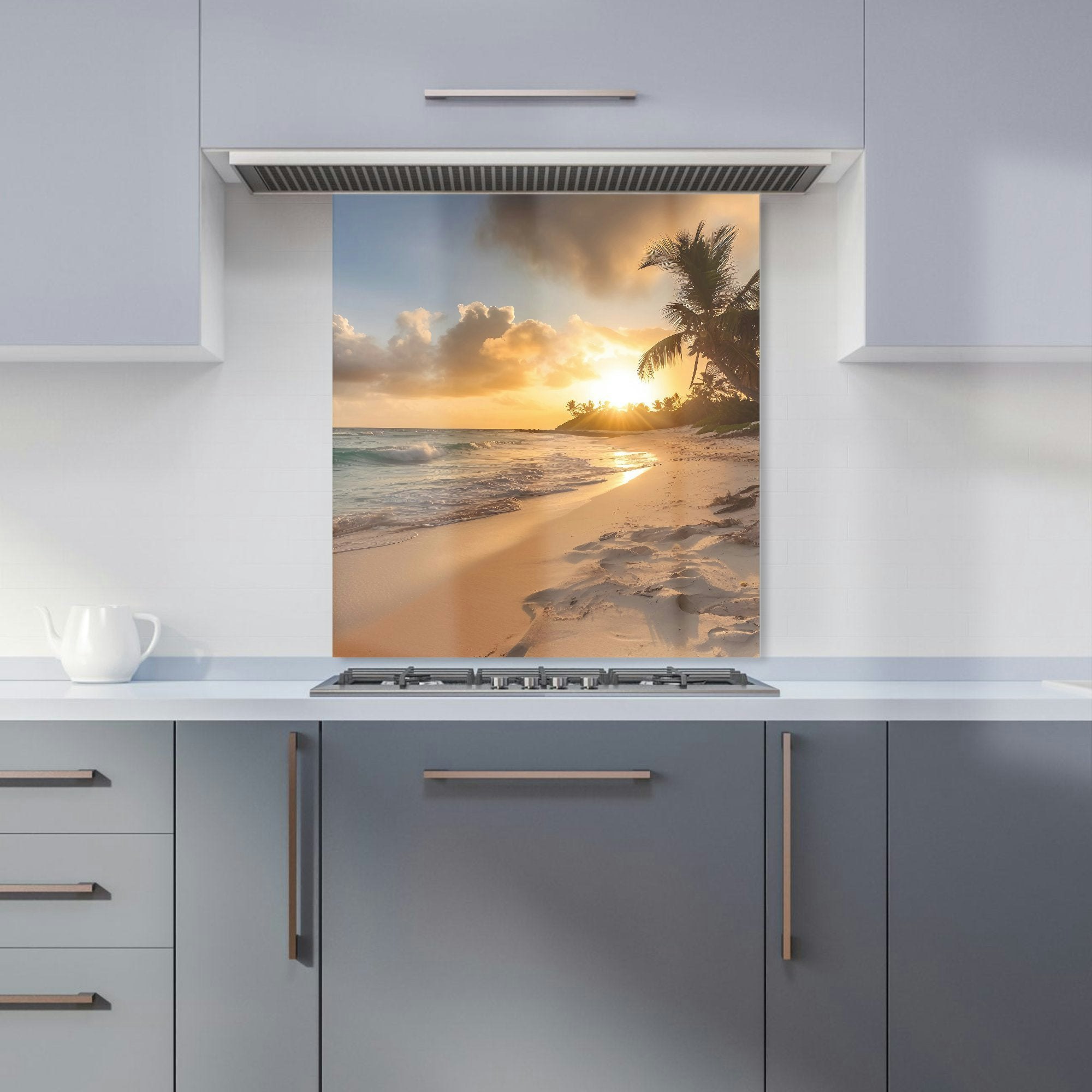 Warren Reed Light/Golden - Designer Sunrise In Paradise Kitchen Splashback - W600mm X H650mm