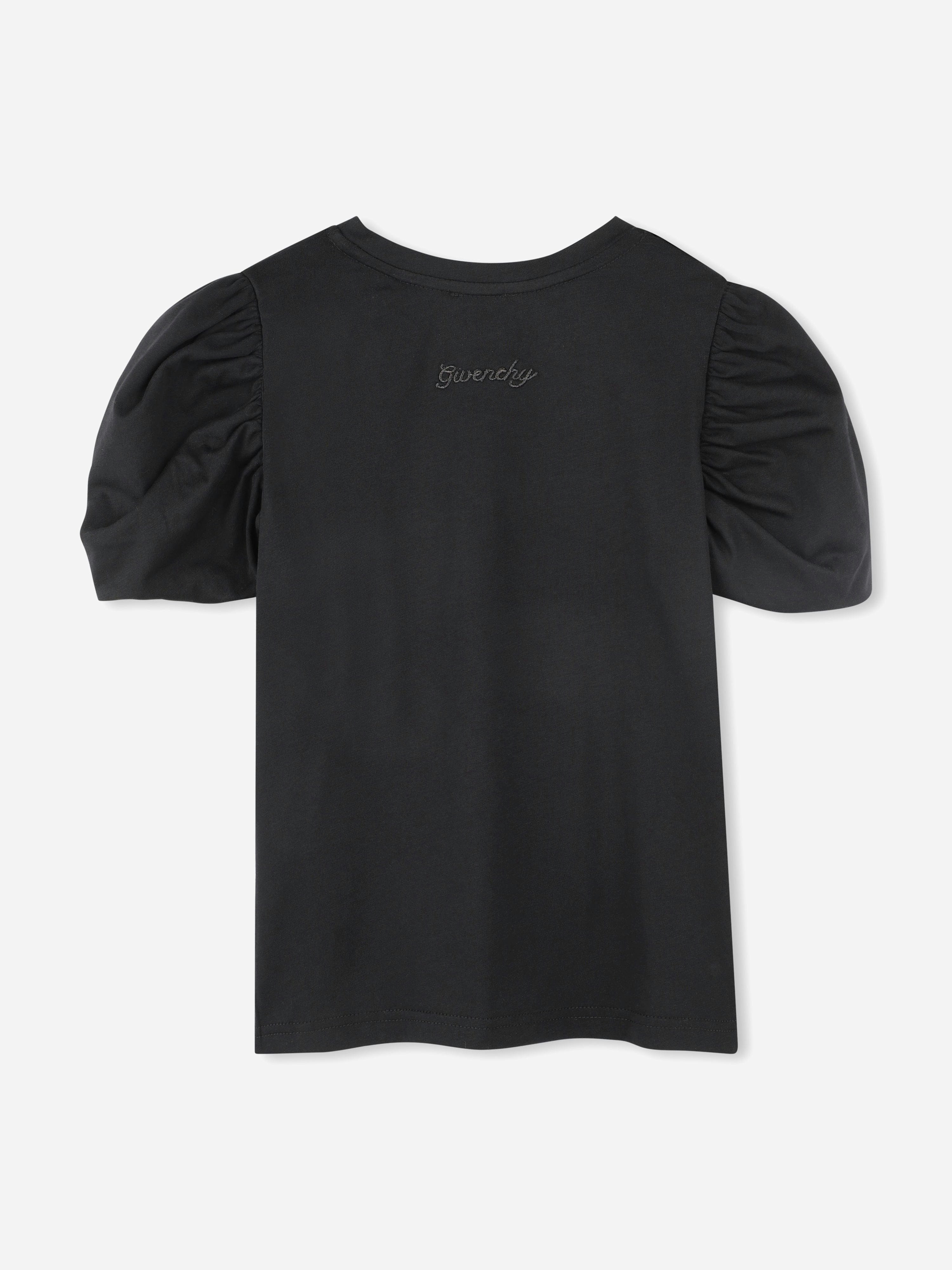 Givenchy Girls Black Puff Sleeve Logo T-Shirt In - 8 Yrs