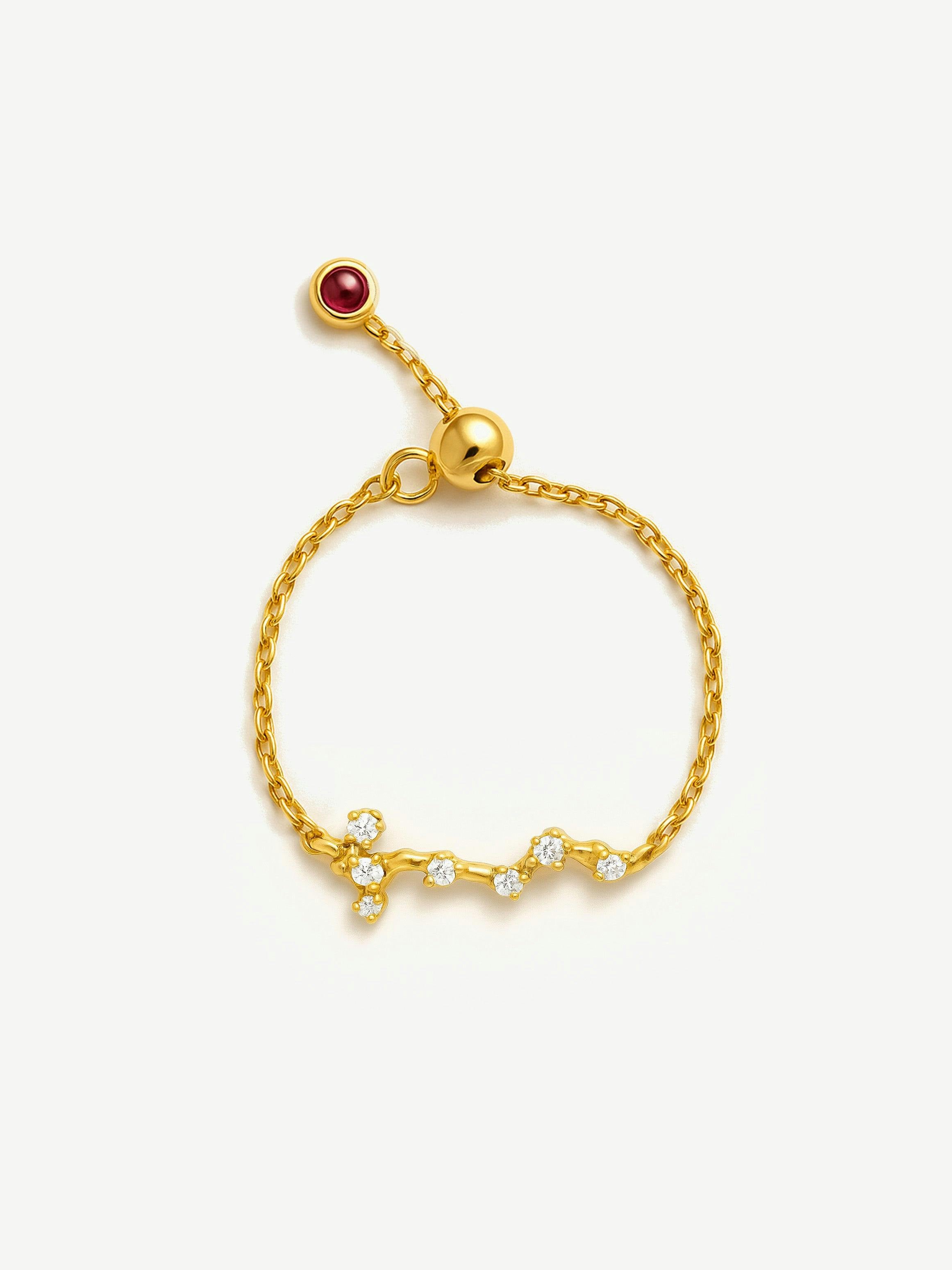 Muchv Gold/Silver Adjustable Constellation Chain Ring - Or Plated - Scorpio
