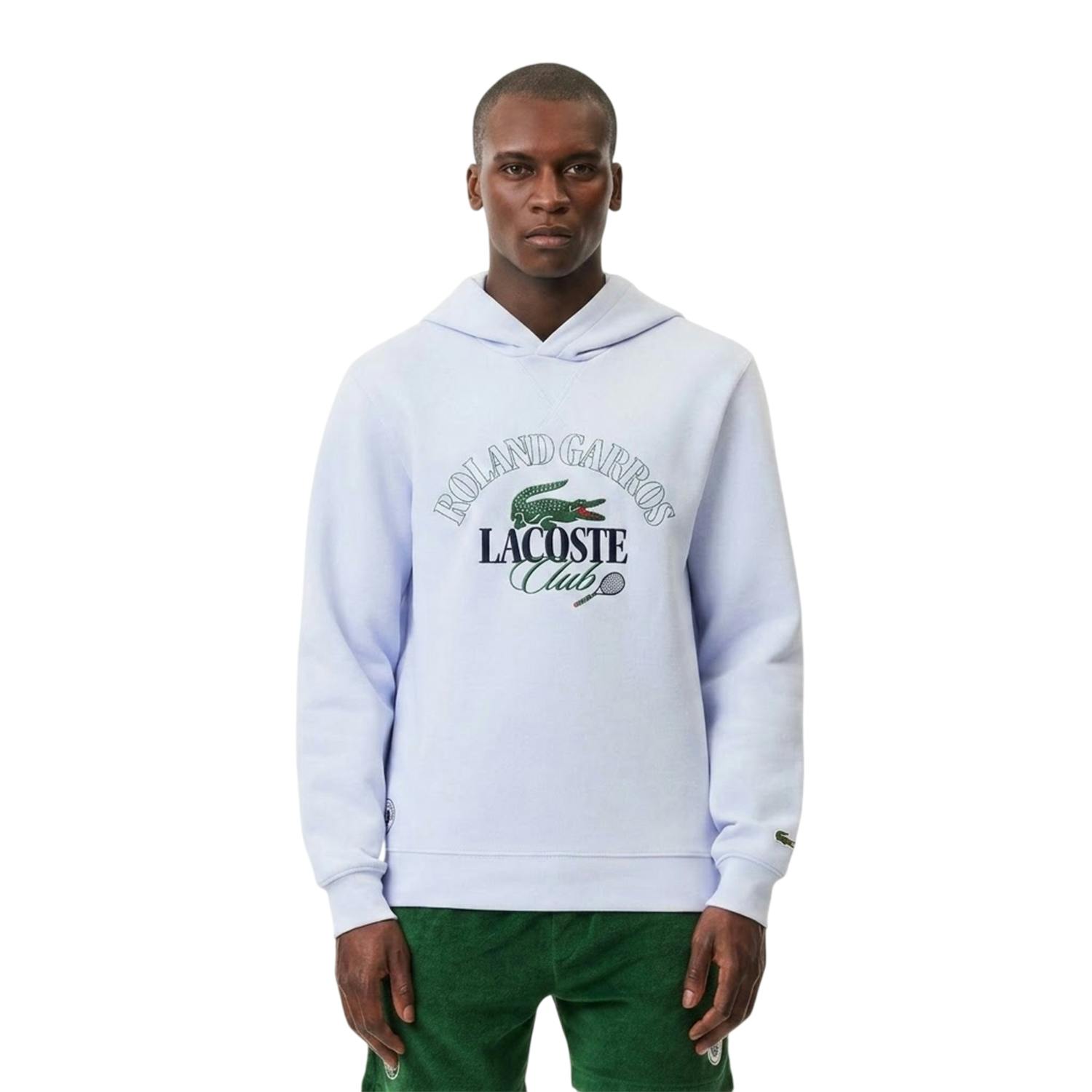 Lacoste Unisex Blue Adult Roland Garros Relaxed Fit Hoodie - Xxs - 52% Cotton/42% Polyester/6% Elastane