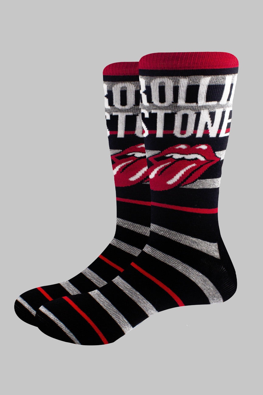 Paradiso Clothing Unisex Black The Rolling Stones Logo And Tongue Socks
