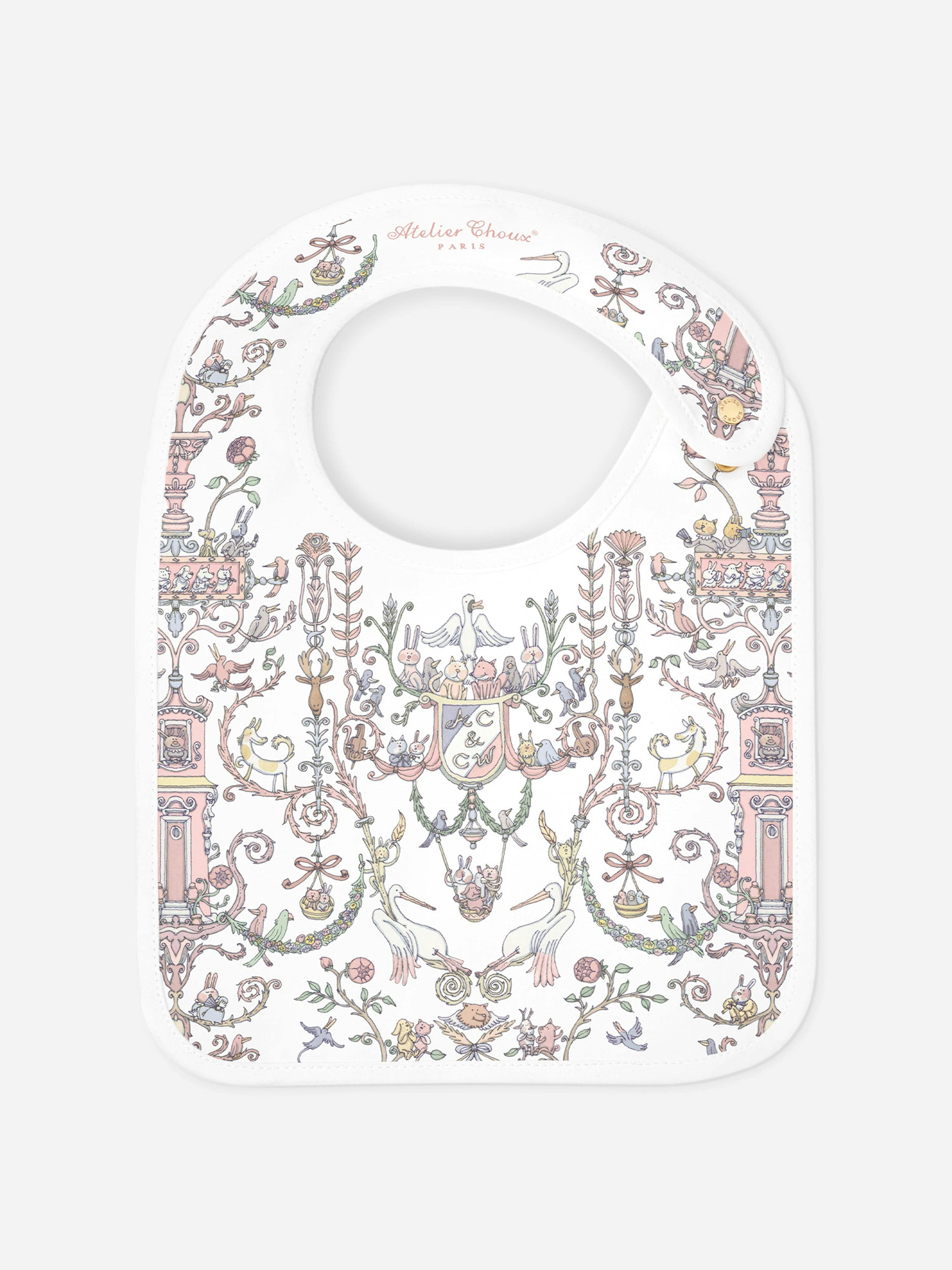 Atelier Choux Women's Pink Baby Girls Toile De Jouy - Caitlin Wilson Satin Bib In - One Size