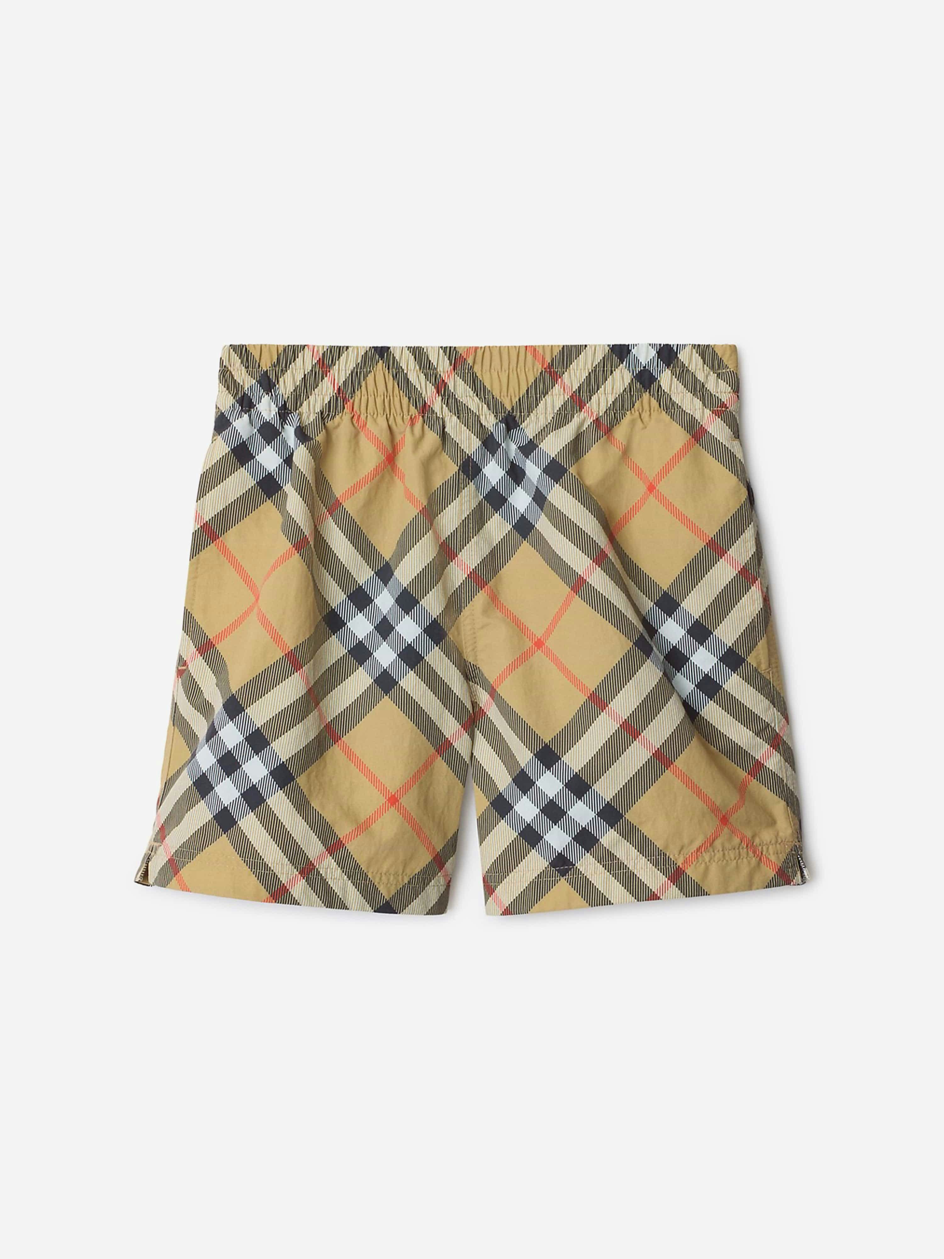 Burberry Kids Boys Beige Burberry Check Atticus Swim Shorts In - 3 Yrs