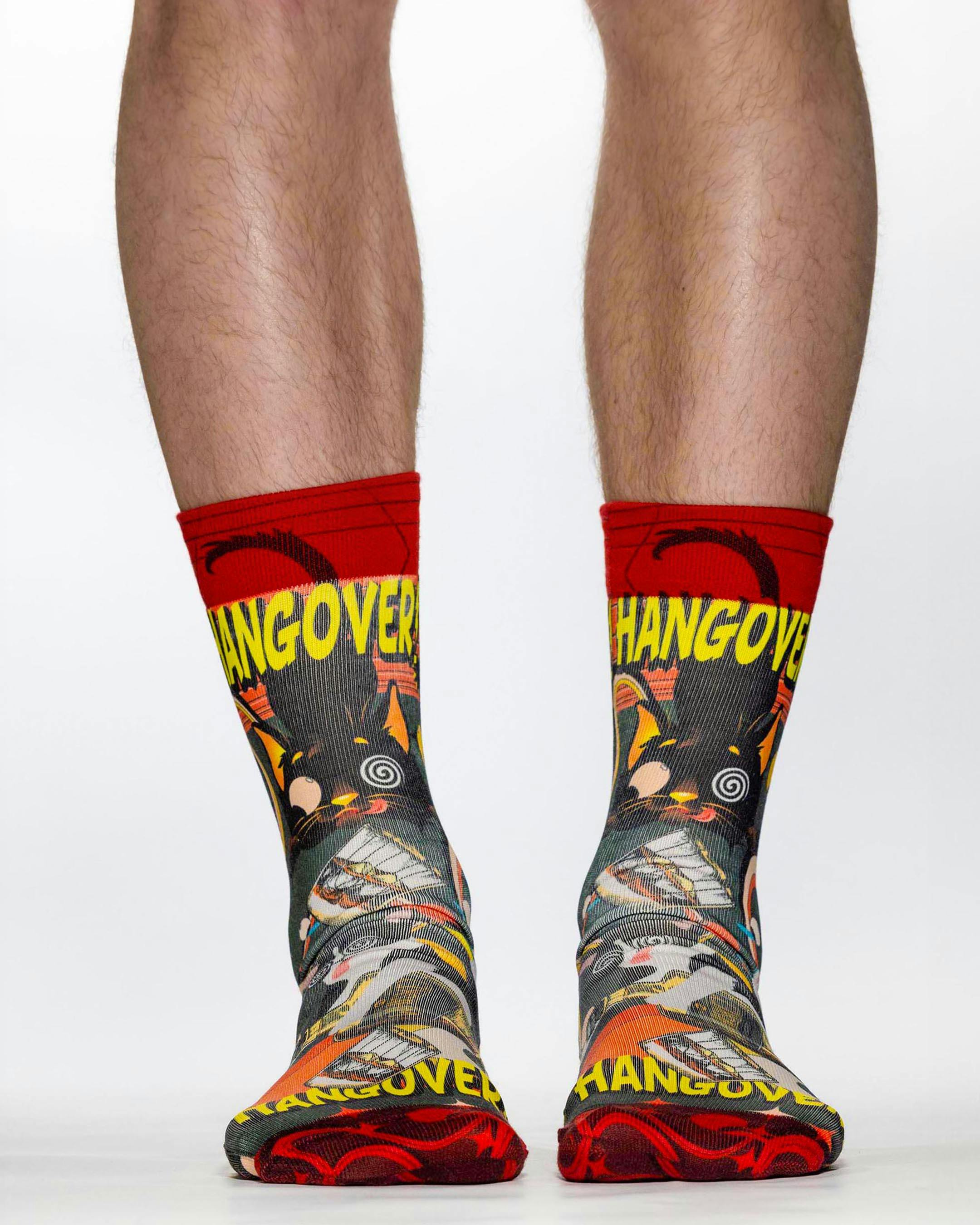 Jemsox Green Hangover Cat Novelty Socks | Quirky, Fun & Ultra Comfortable