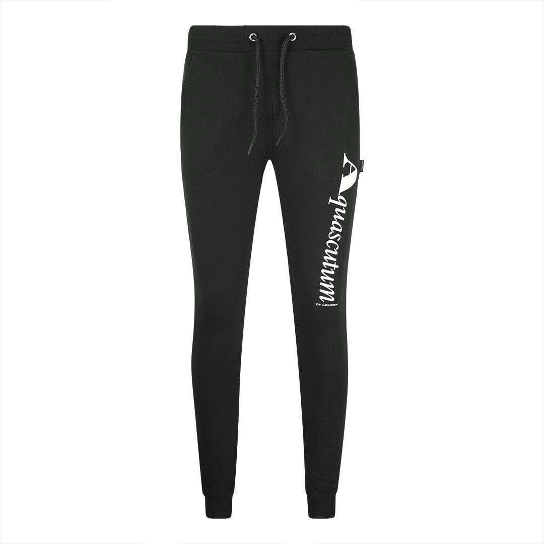 Aquascutum Unisex Black Adult Logo Sweatpants - Xl - 100% Cotton