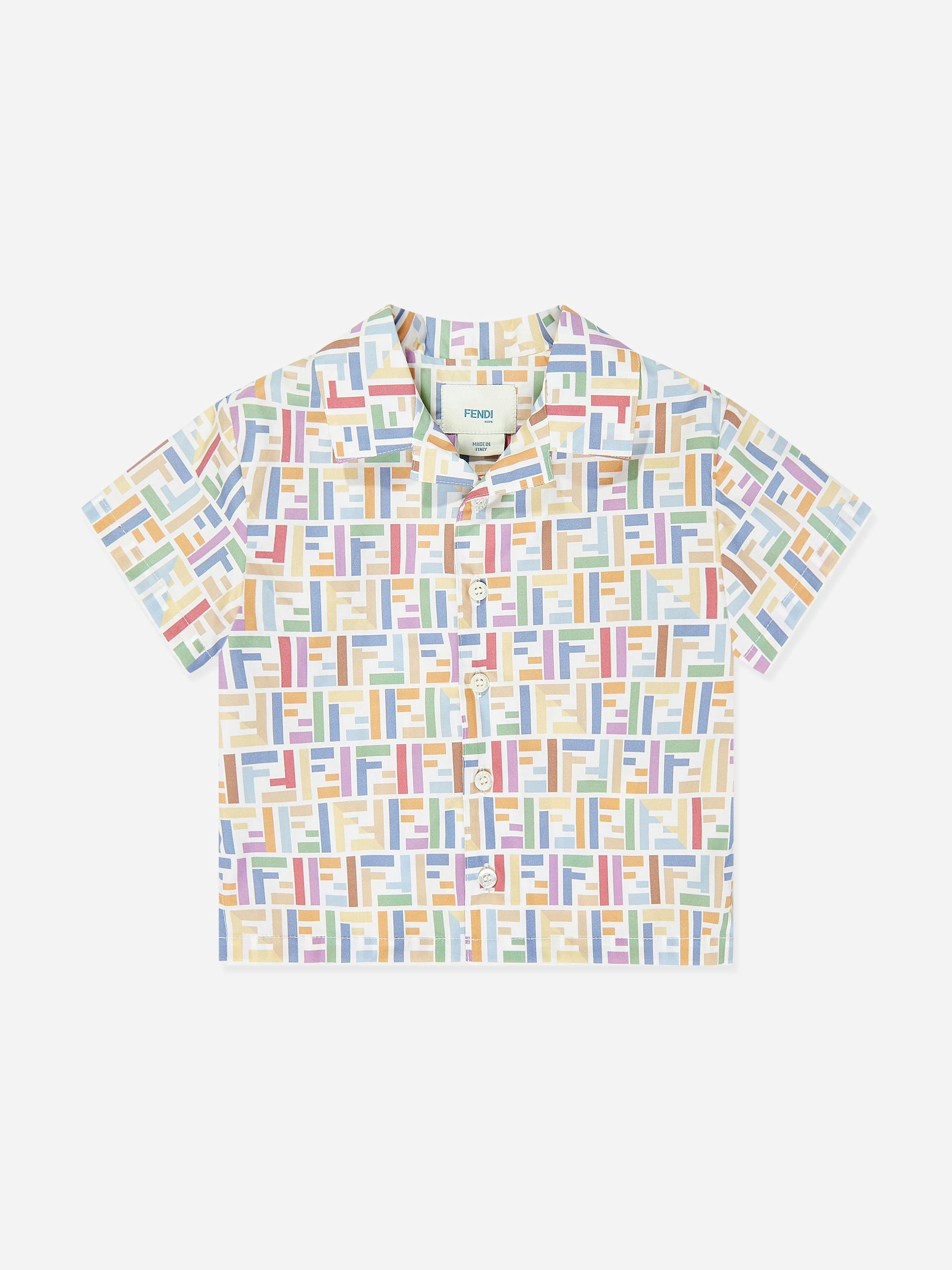 Fendi Kids Boys Fendi Baby Ff Logo Shirt In Multicolour - Multicoloured - 12 Months