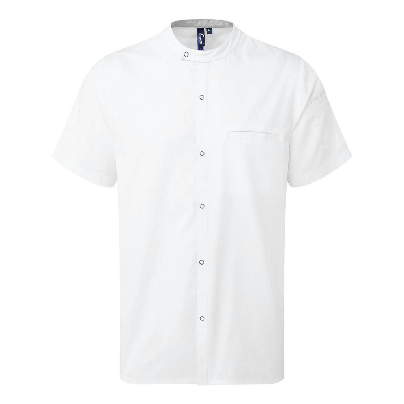 Premier Men's White Recyclight Short-Sleeved Chef Shirt In | Size: Medium - Image 2
