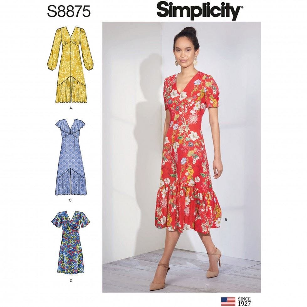 Simplicity Women's Sewing Pattern 8875, Dresses For H5 (6-8-10-12-14) - Intermediate - R5 (14-16-18-20-22)
