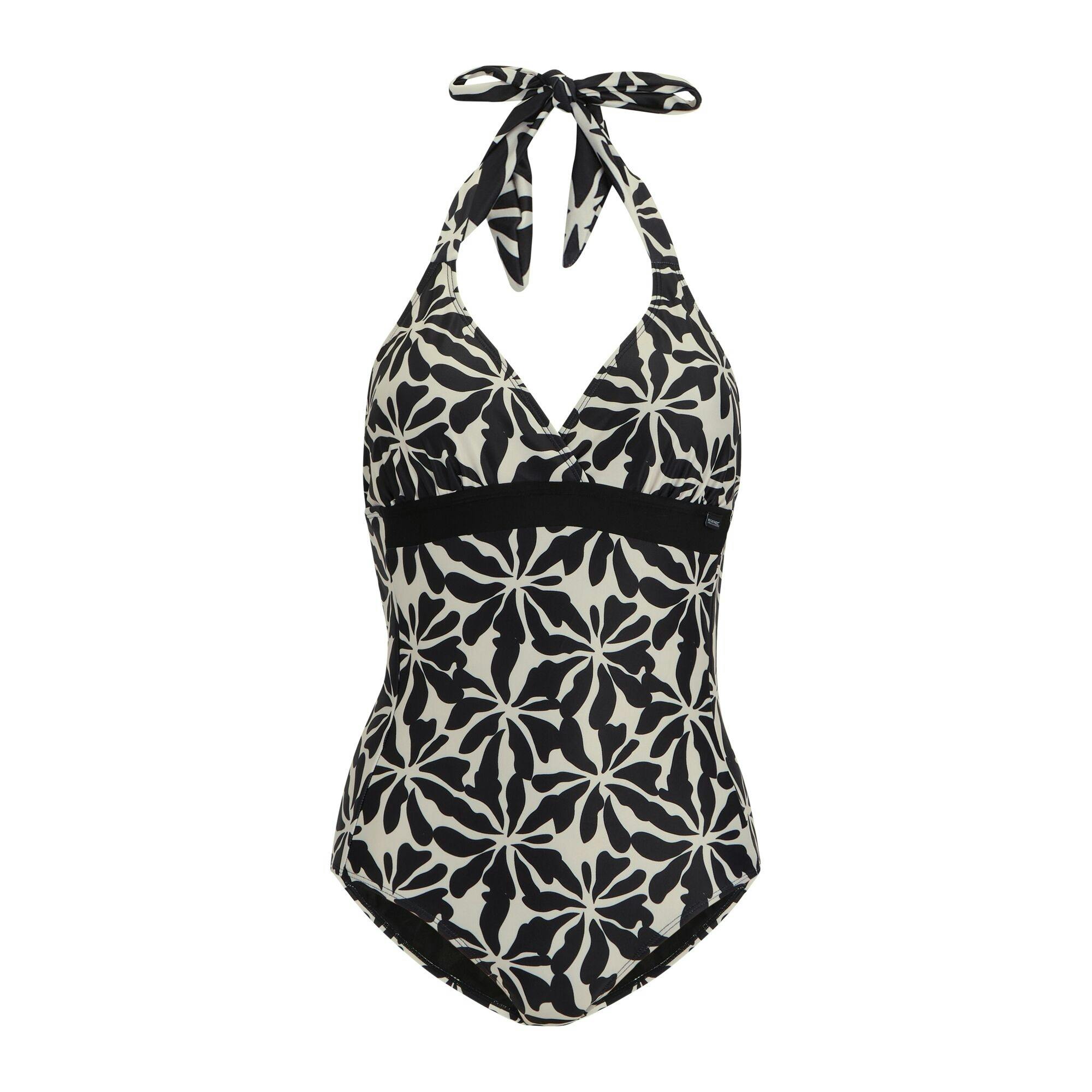 Regatta Women's Beige Flavia Ii Abstract Floral One Piece Swimsuit - 20 Uk - 85% Recycled Polyester/15% Elastane