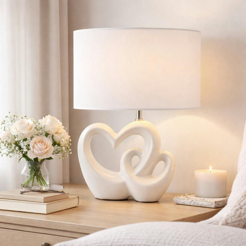 Pagazzi Lighting White Link Ceramic Table Lamp
