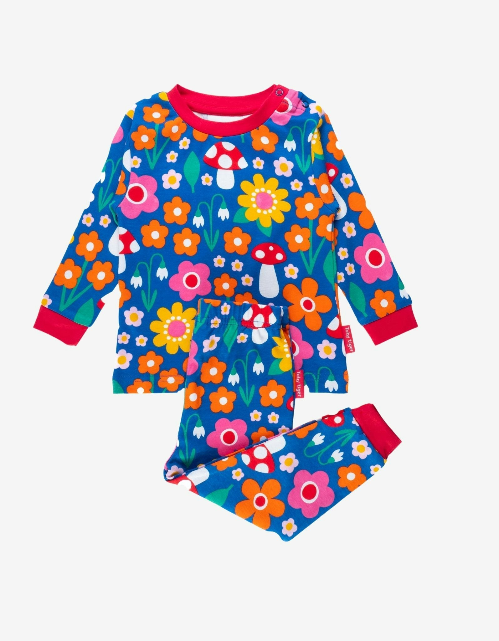 Toby Tiger Organic Floral Mushroom Print Pyjamas - 4-5Y / 110Cm