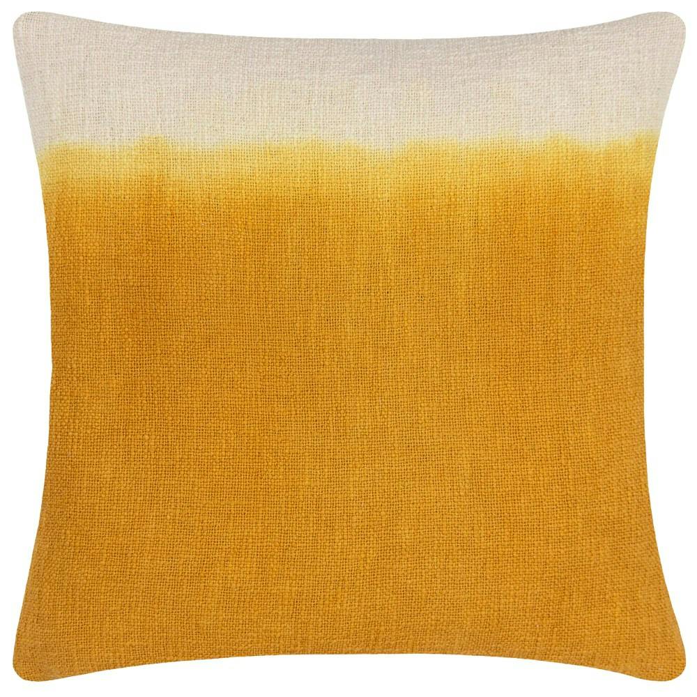 Rackhams Mizu Dip Dye Square Cushion Cover - Ochre - 50Cm X 50Cm - Ochre - 100% Cotton