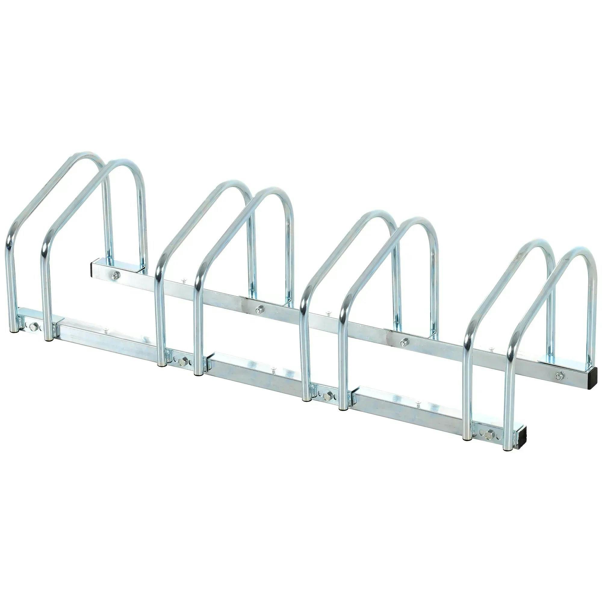 Bobobiy Silver Bike Stand Parking Rack Floor Or Wall Mount Bicycle Cycle Storage Locking Stand (4 Racks, )