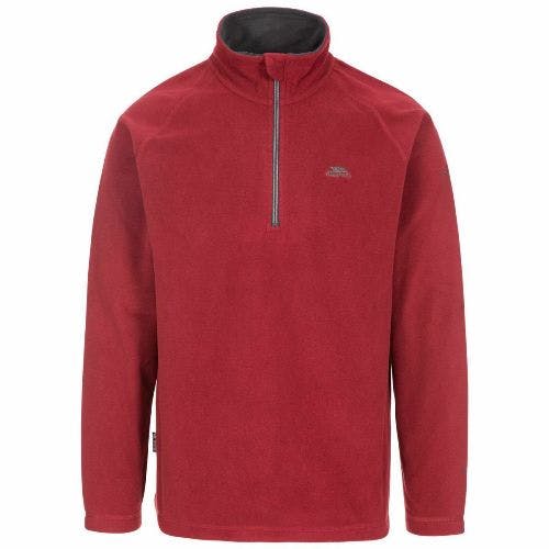 Trespass Men's Blackford Microfleece Pull Over Zip Fleece Top - Merlot - S