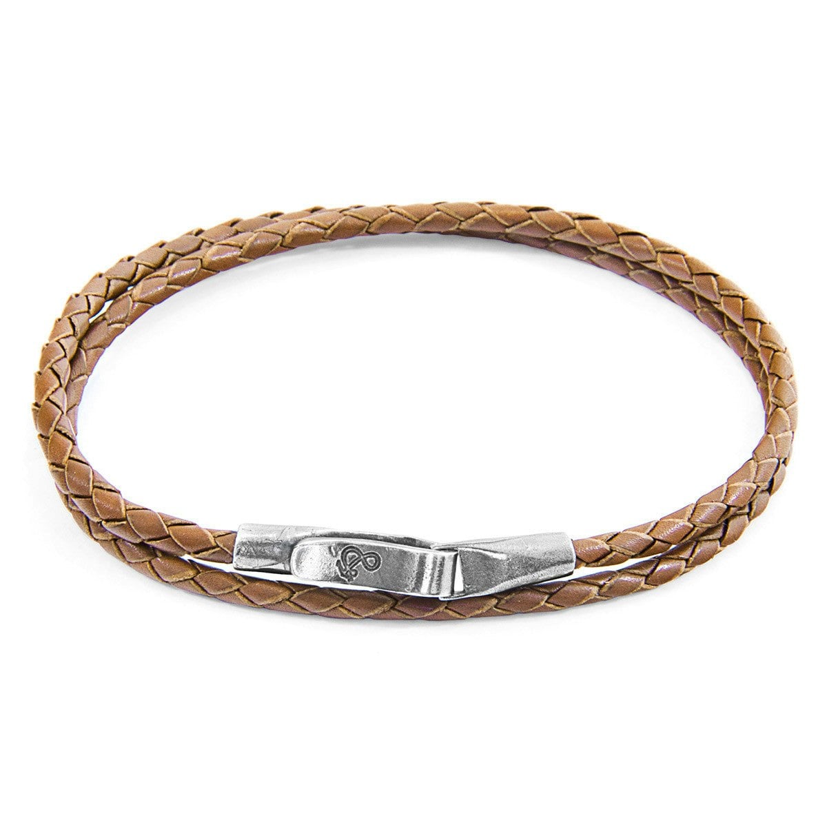 Anchor & Crew Light/Brown/Silver Liverpool And Braided Leather Bracelet - S - 19Cm