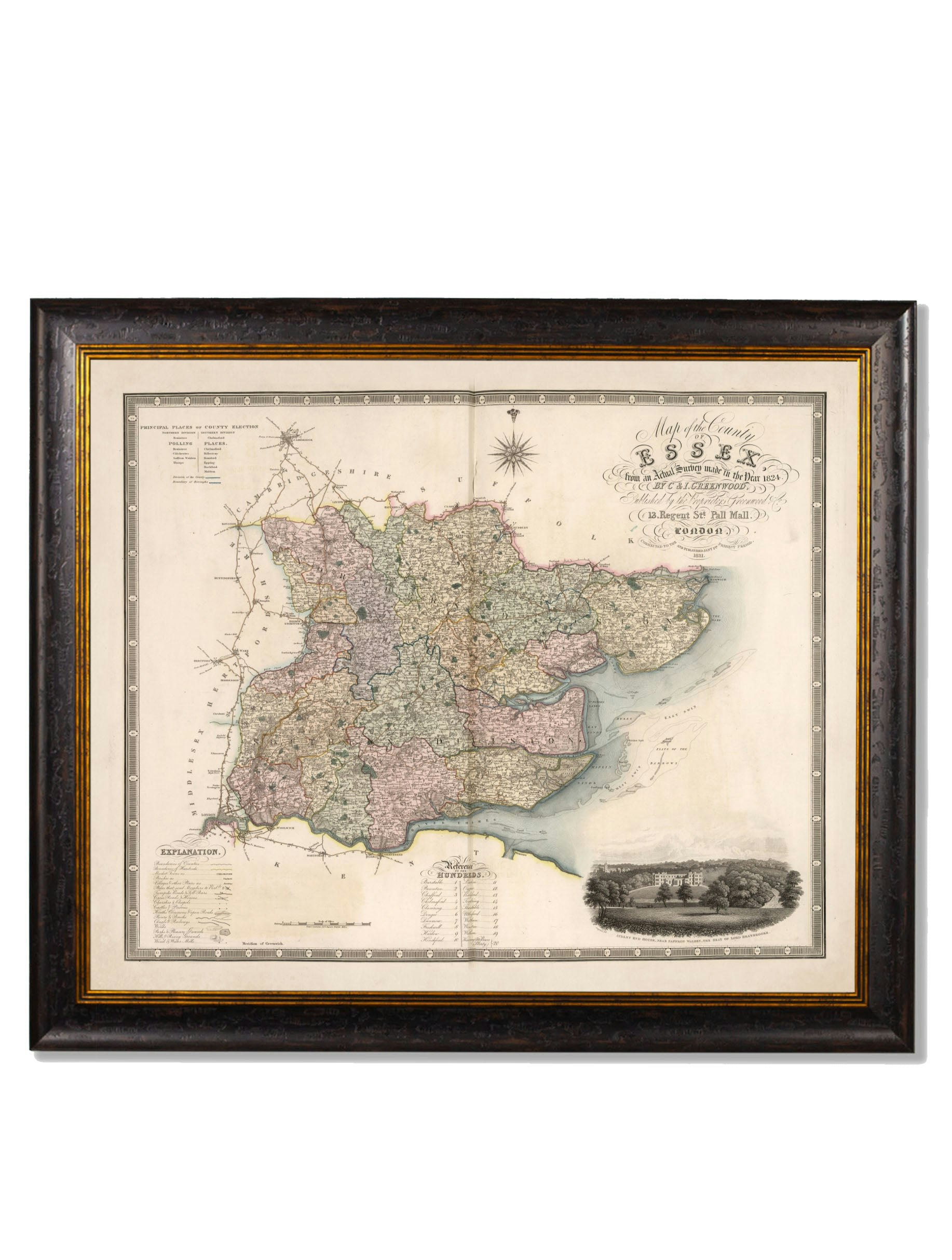 Exceptional Art Black C.1830 County Maps Of England - 70 X 84Cm - Essex