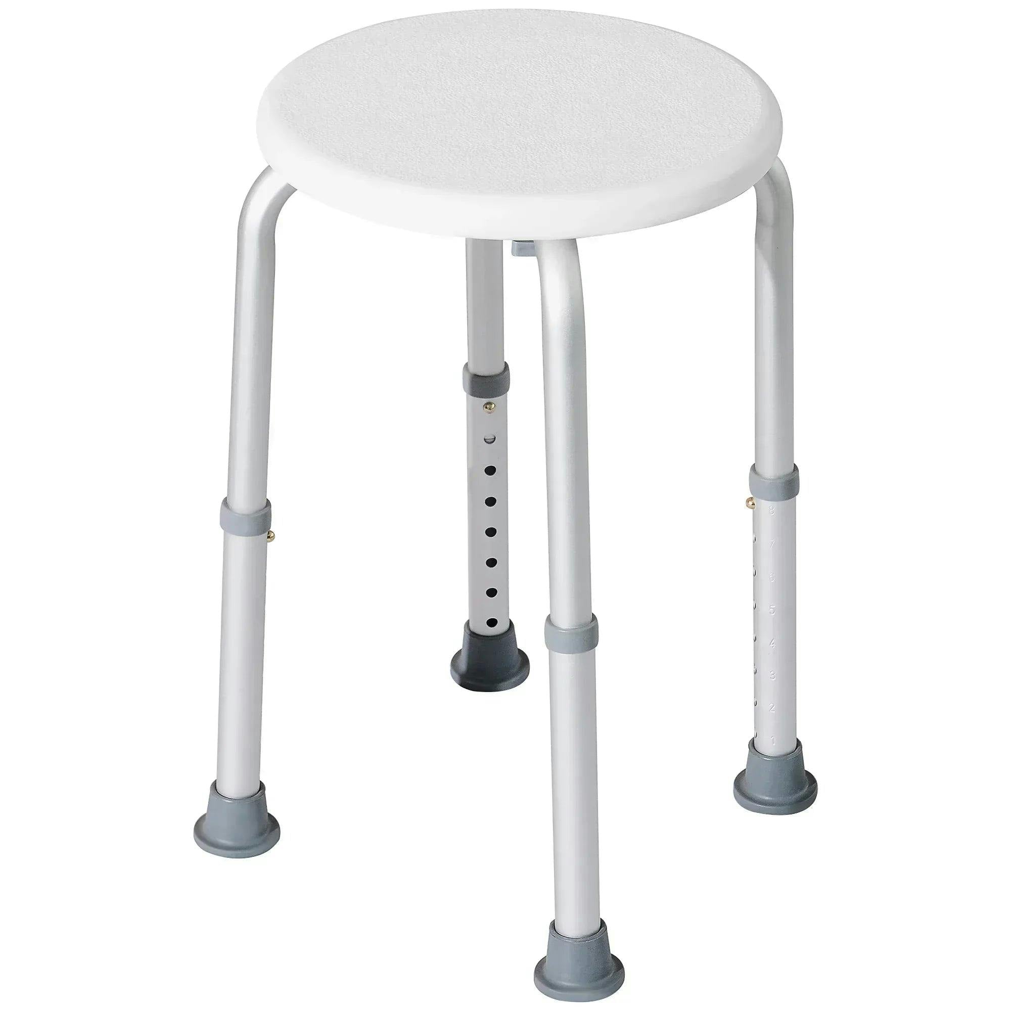 Homcom White Shower Chair Adjustable Height Shower Stool Seat For Elderly | Aluminium Frame, Non-Slip Feet, Bathtub Stool Seat, Disabled Handicap - Image 8