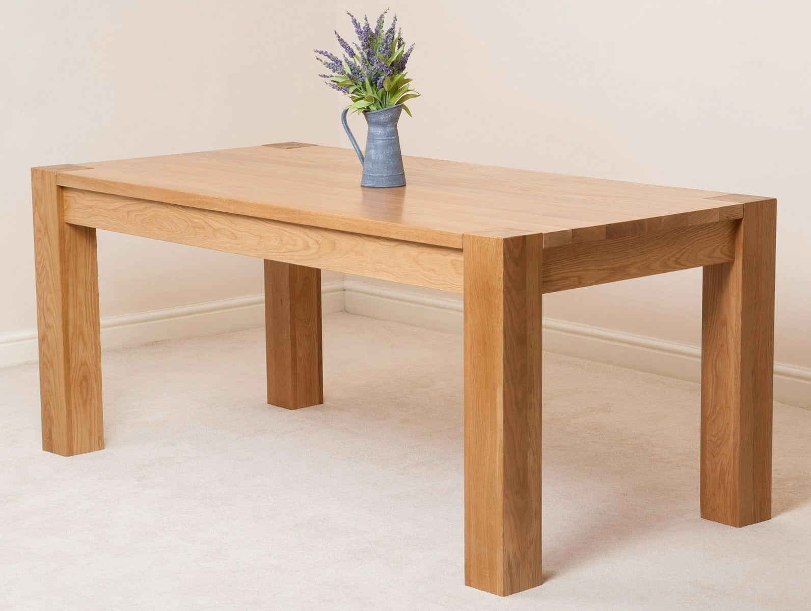 That's Furniture Brown Kuba Chunky Solid Oak Dining Table - 180Cm - Matte Laquer - 1