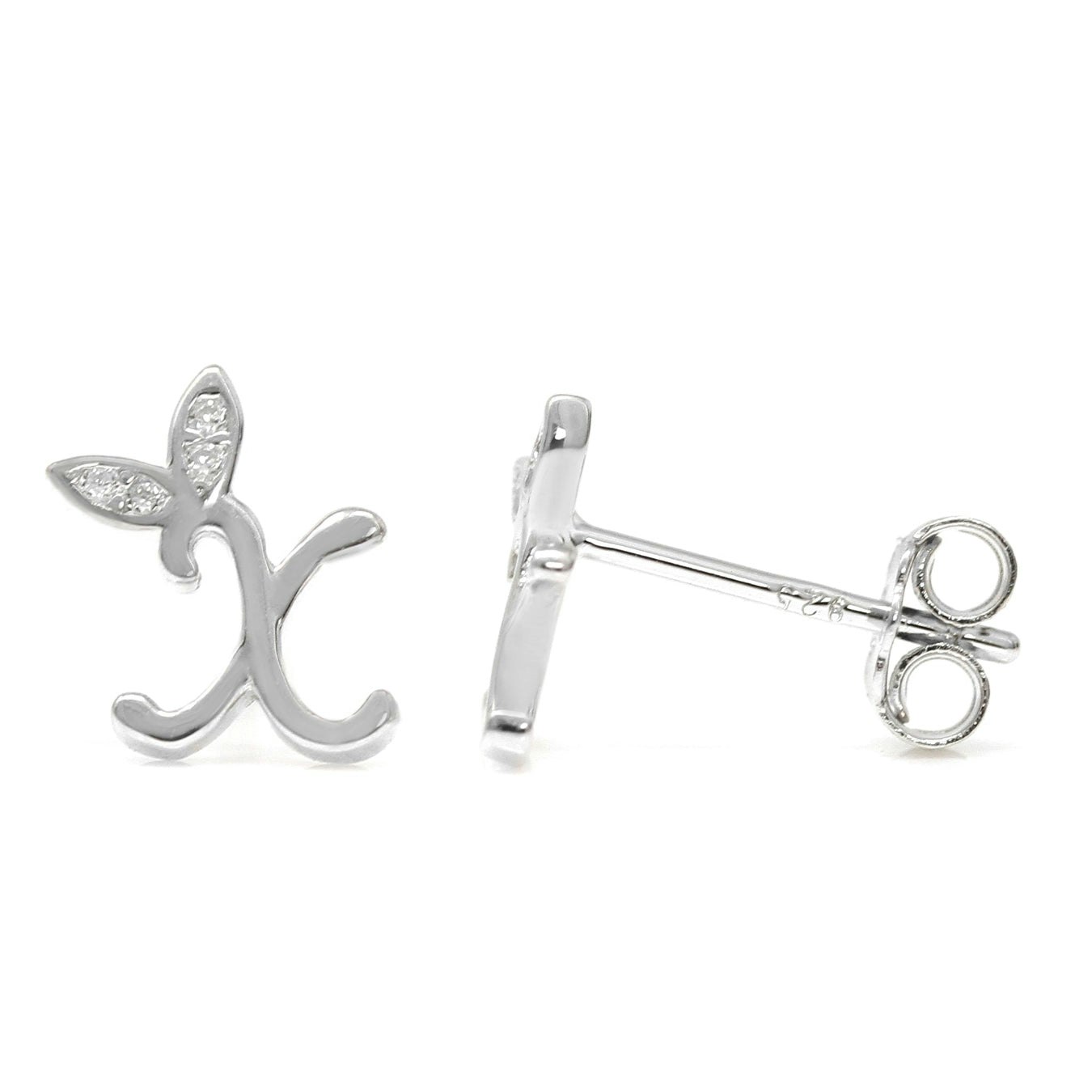 Say It With Silver Winged Initial Earrings - Sterling - X