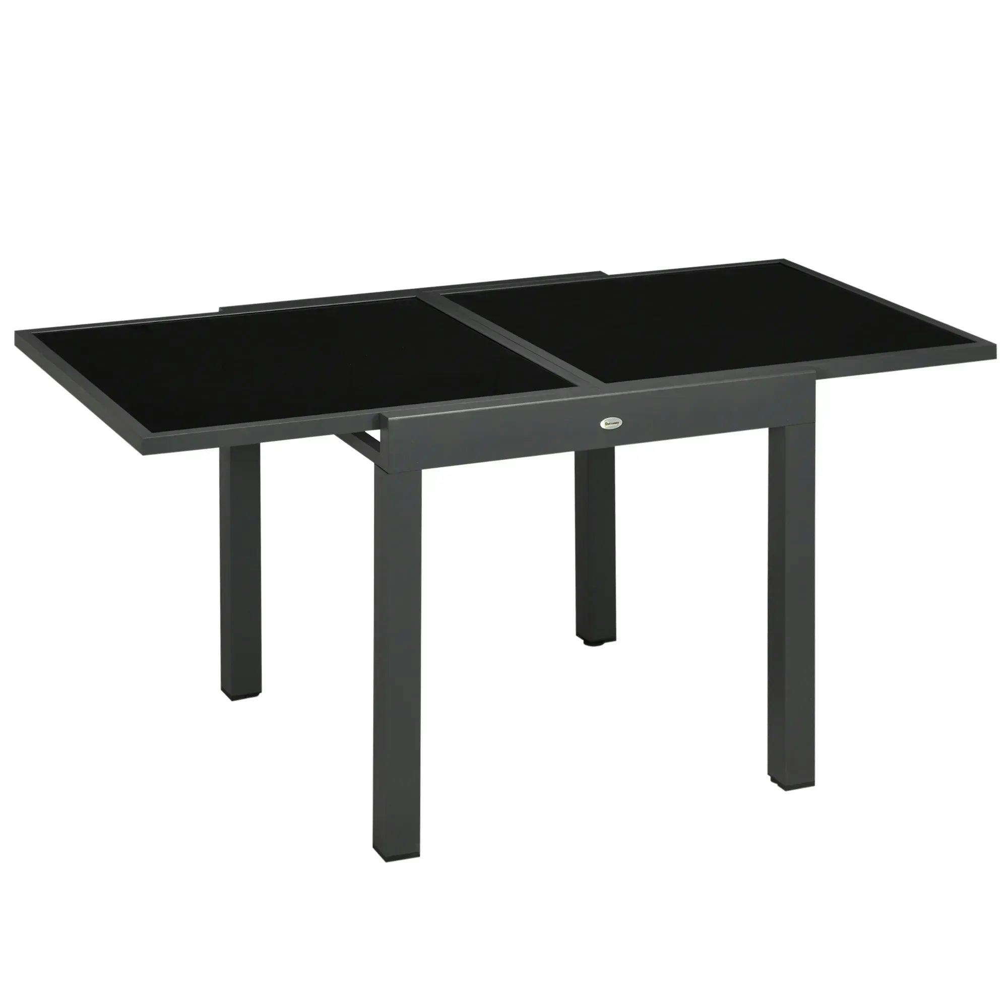Outsunny Unisex Black Extendable Outdoor Dining Table Patio Table In - Image 5