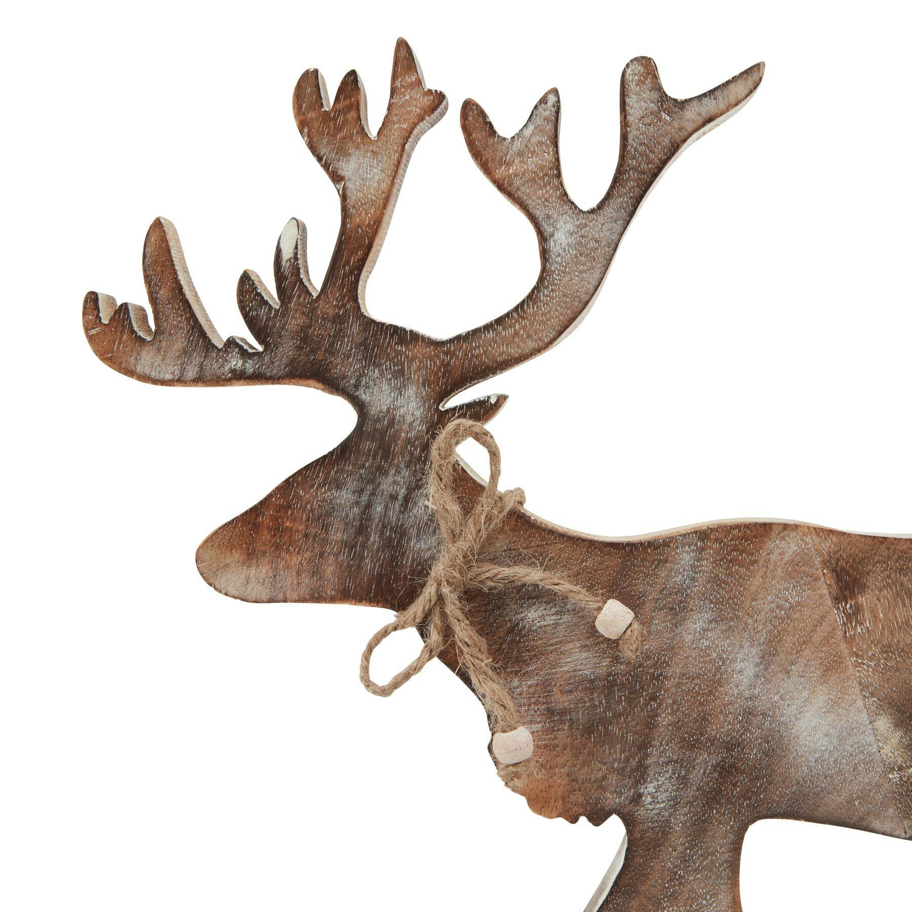Hill Interiors White/Brown Wash Collection Wooden Stag Decoration - Brown/ - Brown/ - 100% Mixed