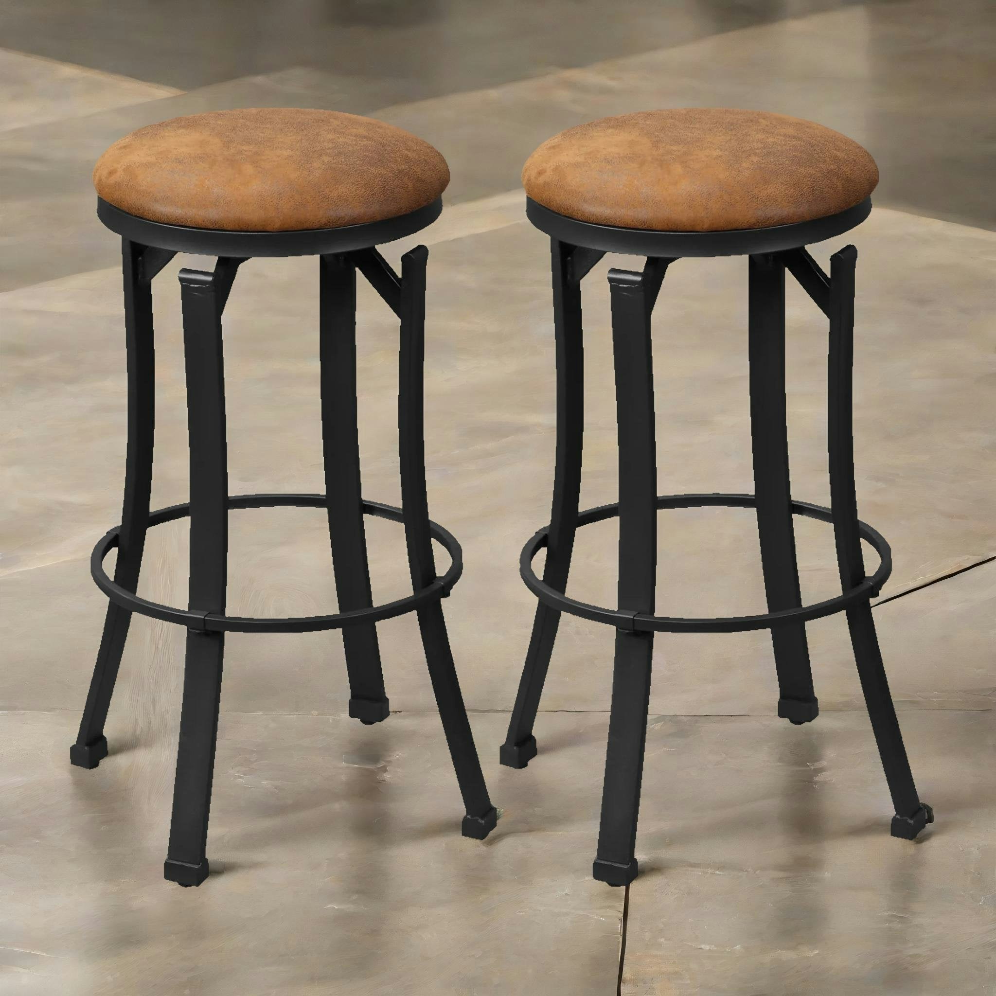 Rafaelo Mobilia Set Of 2 Industrial Swivel Bar Stools 72.8Cm