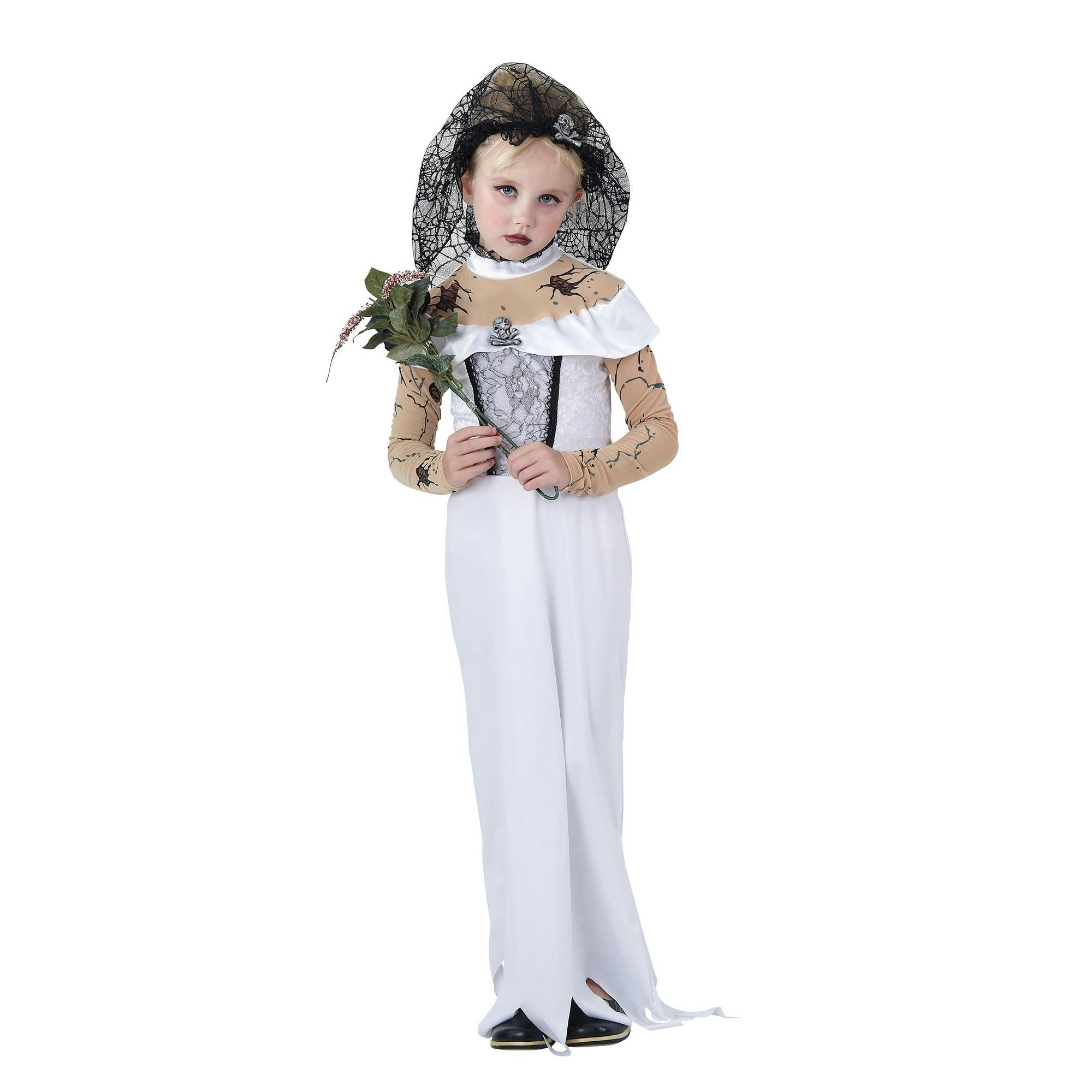 Bristol Novelty Girls White/Black Childrens/S Zombie Bride Costume - S