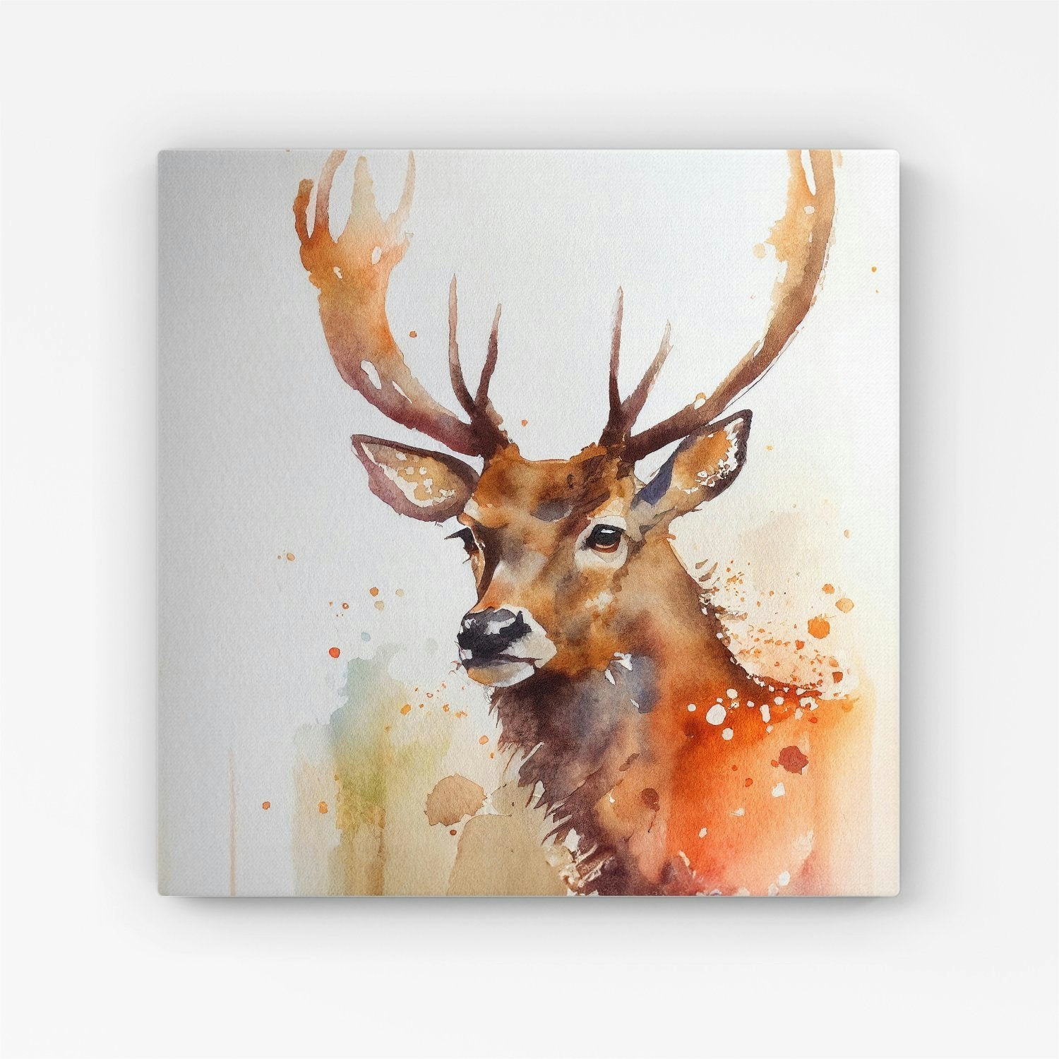 Warren Reed Majestic Stag Watercolour Canvas - Extra Large 40" X 40"