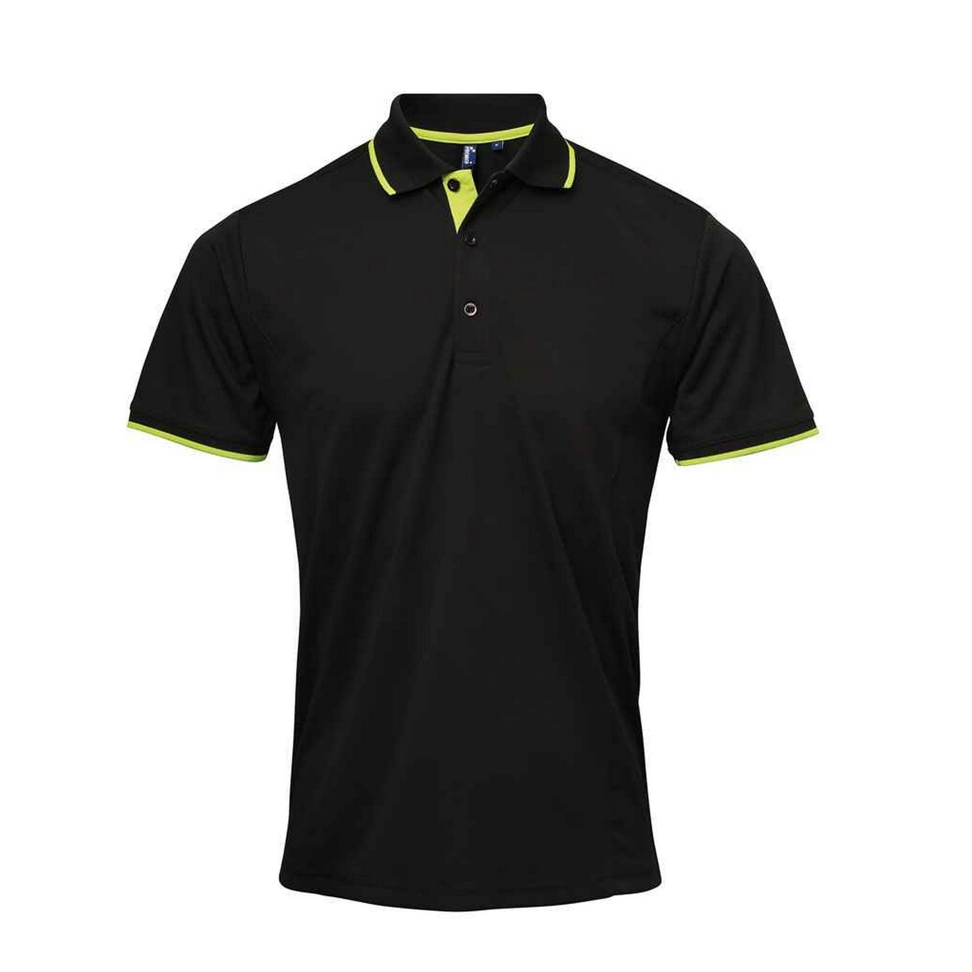 Premier Men's Lime Coolchecker Contrast Pique Polo Shirt In | Size: Small - Image 3