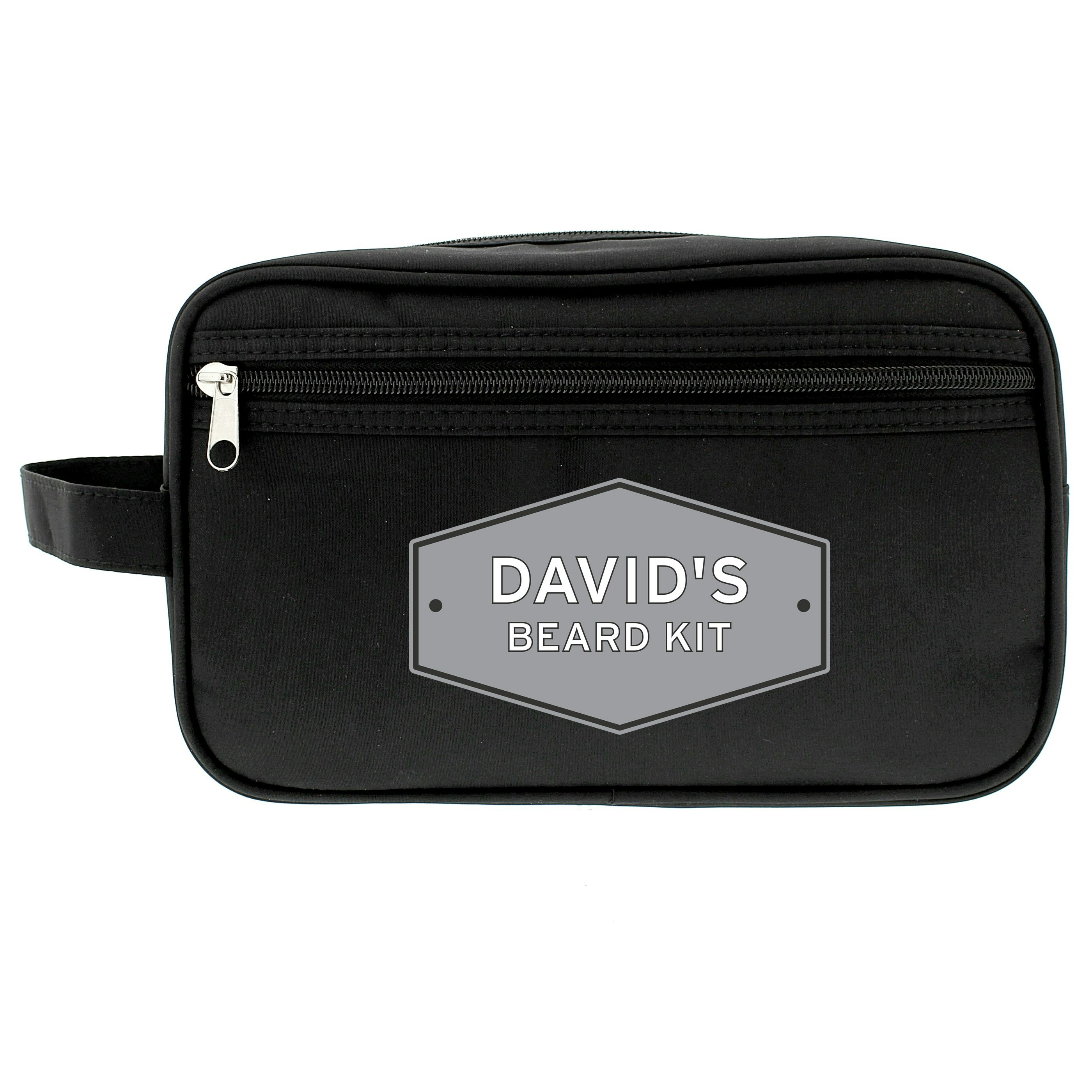 Personalised Memento Company Black Personalised Plaque Toiletry Bag